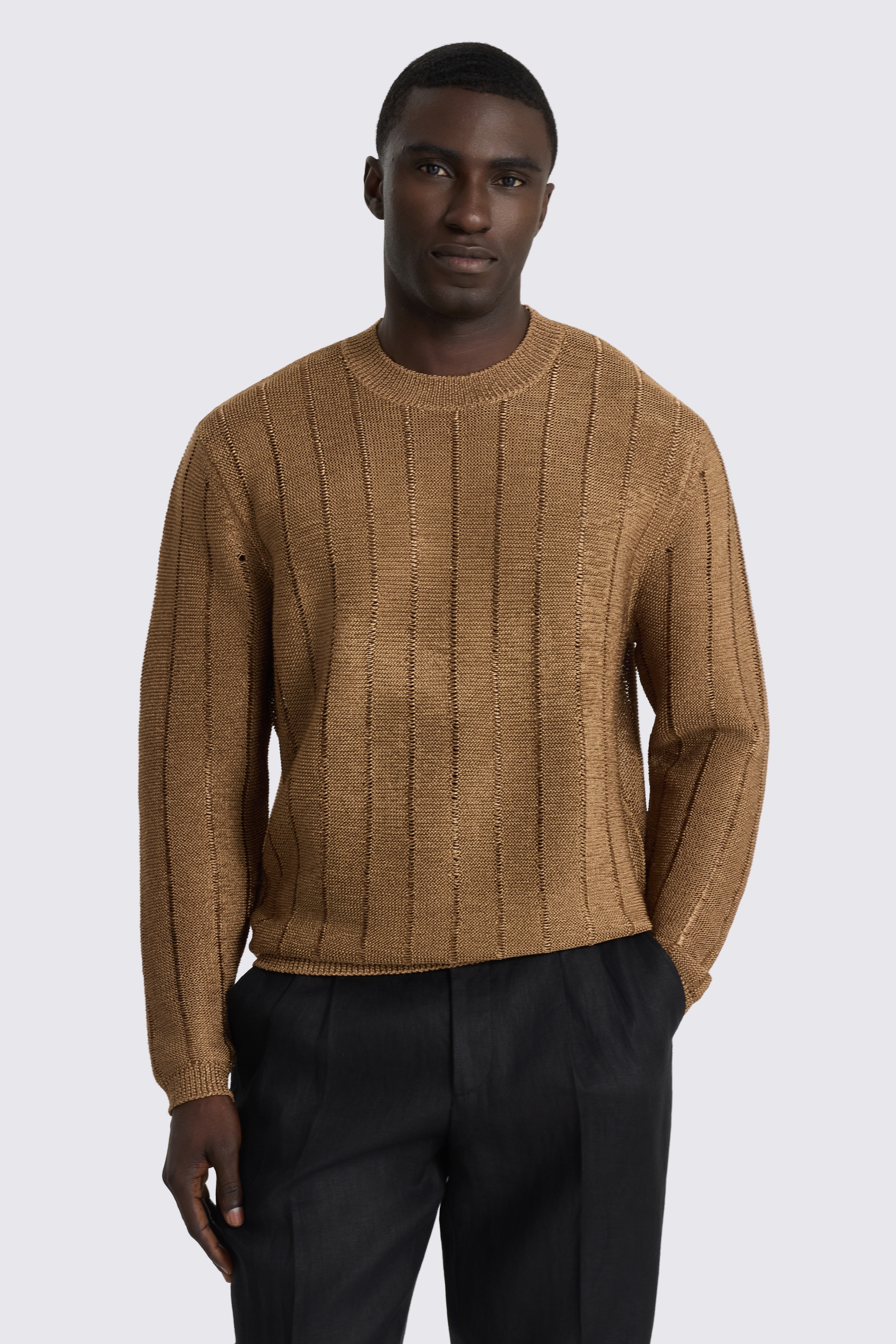 Copper Metallic Crew Neck Jumper