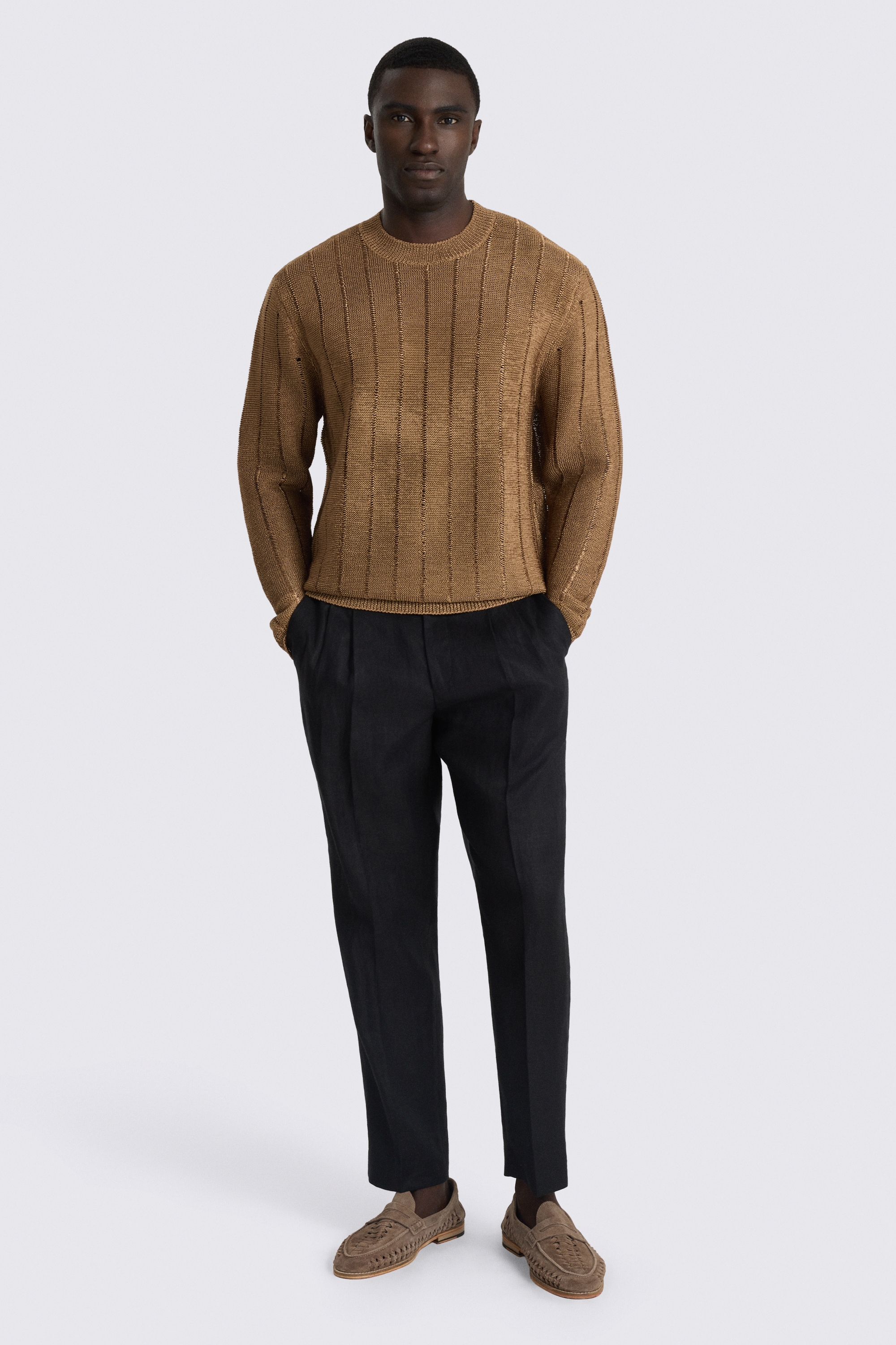Copper Metallic Crew Neck Jumper