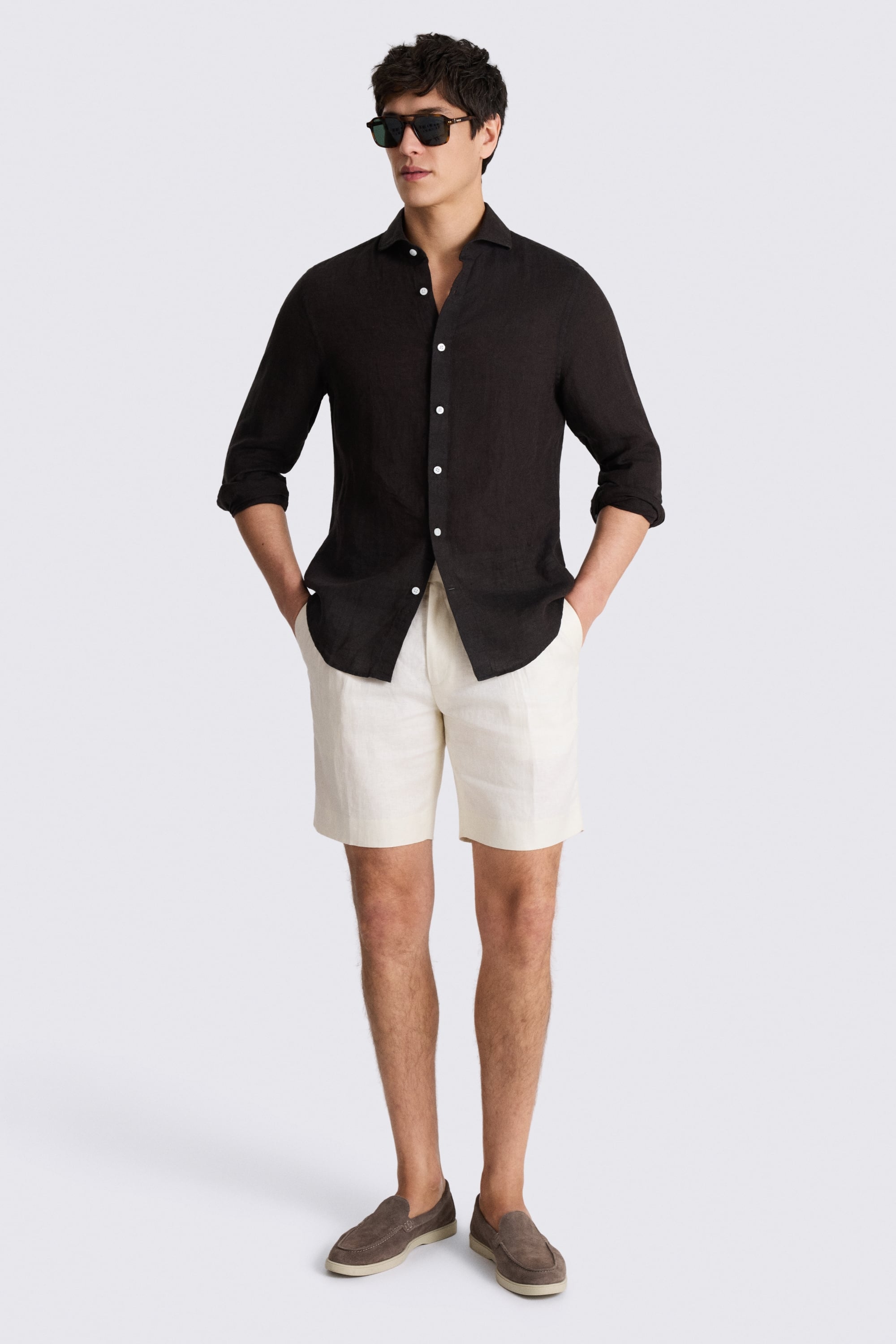 Off White Linen Shorts 