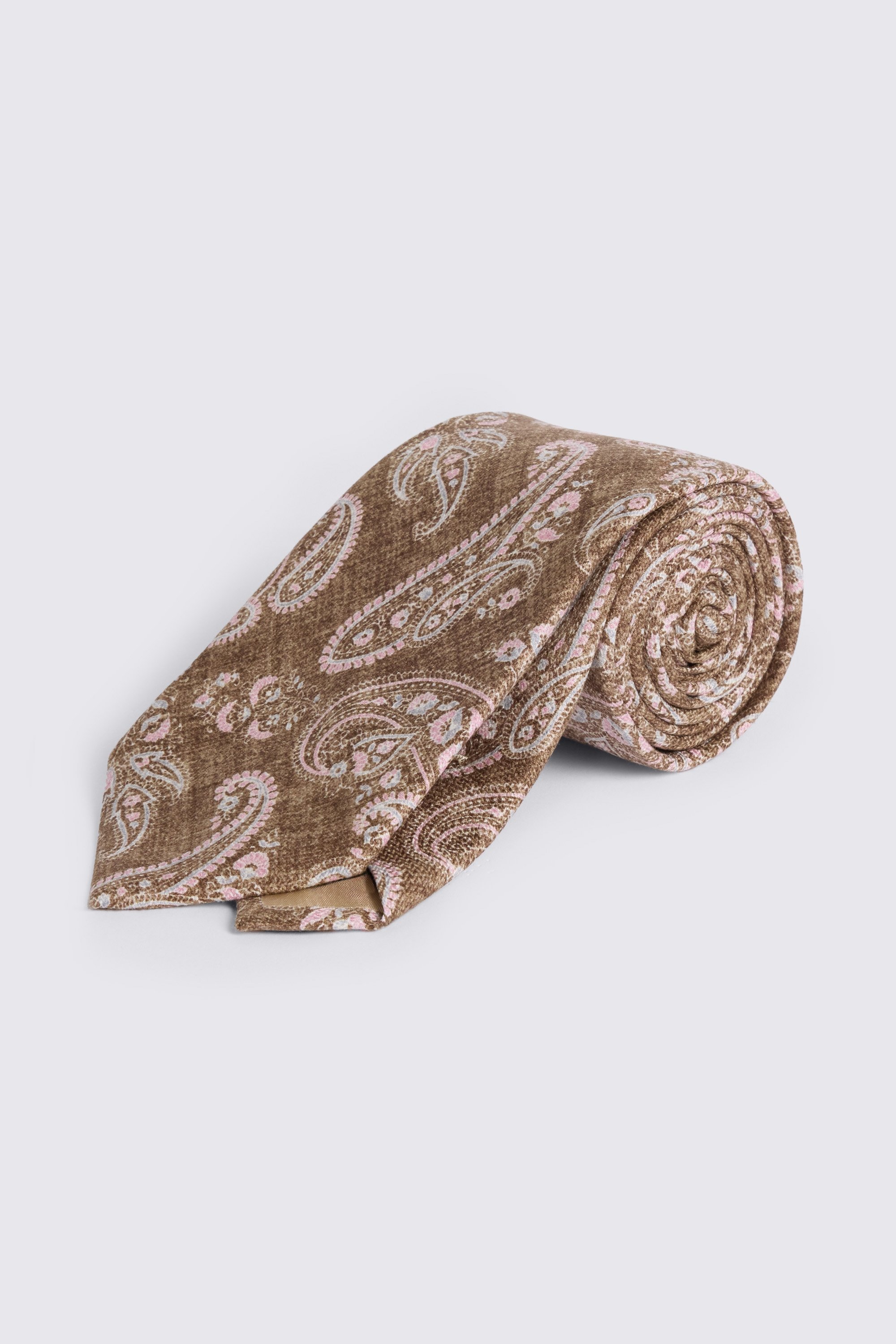 Bottinelli Brown & Pink Silk Paisley Tie