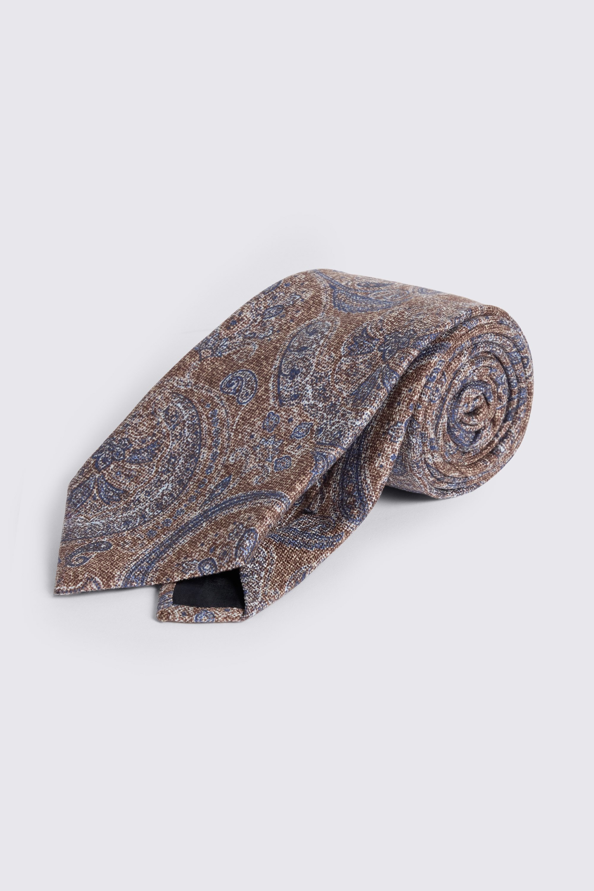 Bottinelli Brown & Navy Silk Paisley Tie