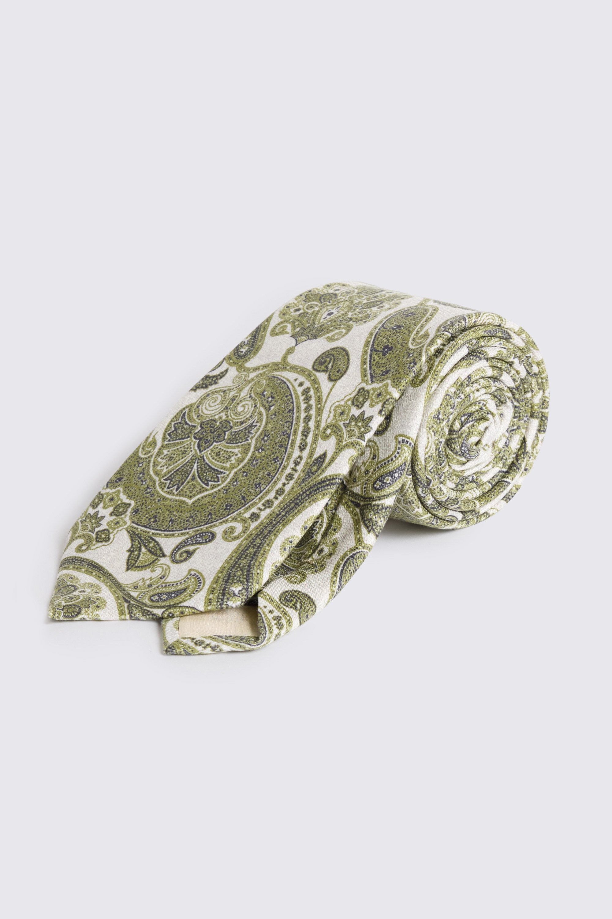 Bottinelli White, Bright Green & Navy Silk Paisley Tie