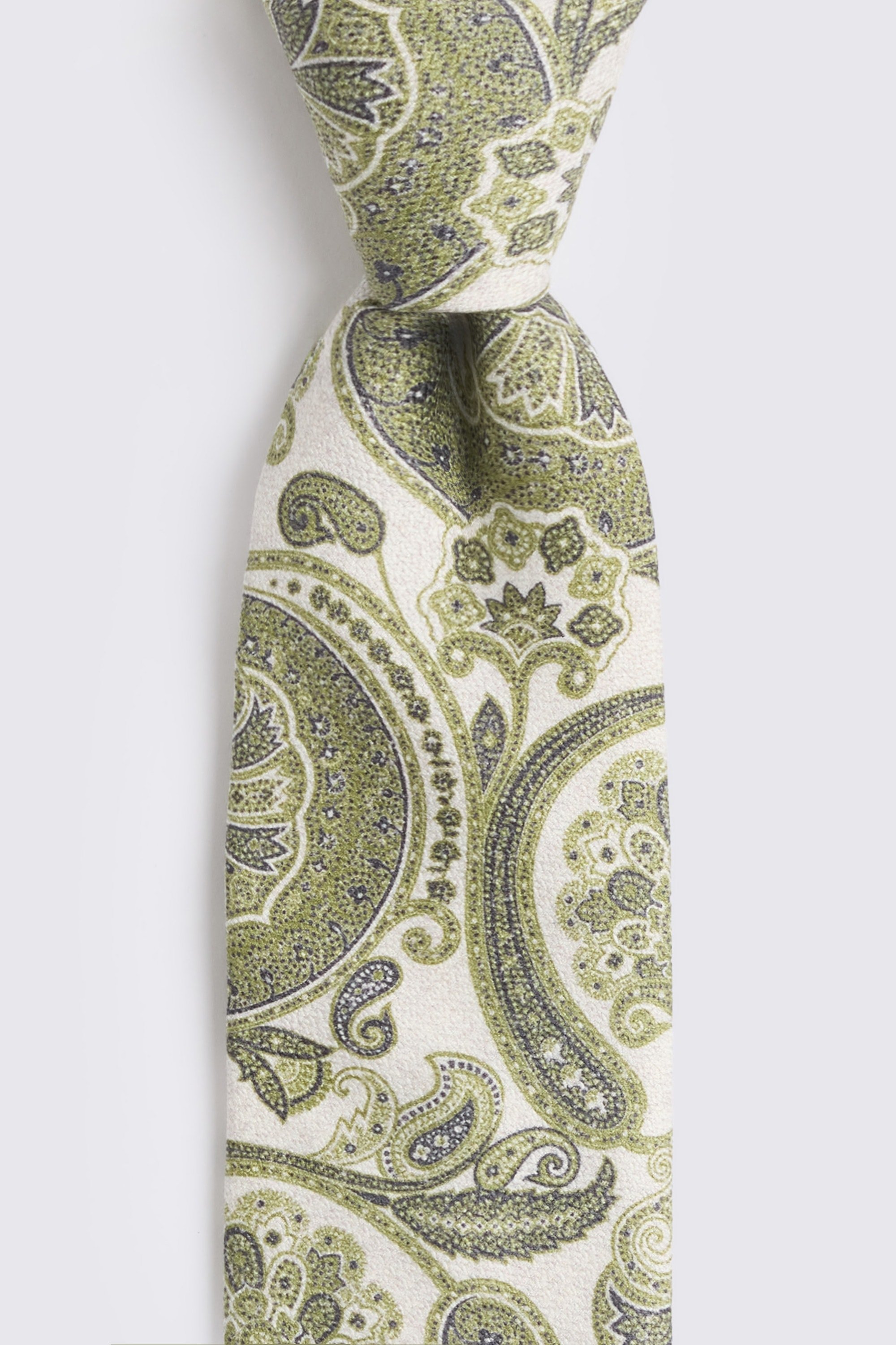 Bottinelli White, Bright Green & Navy Silk Paisley Tie