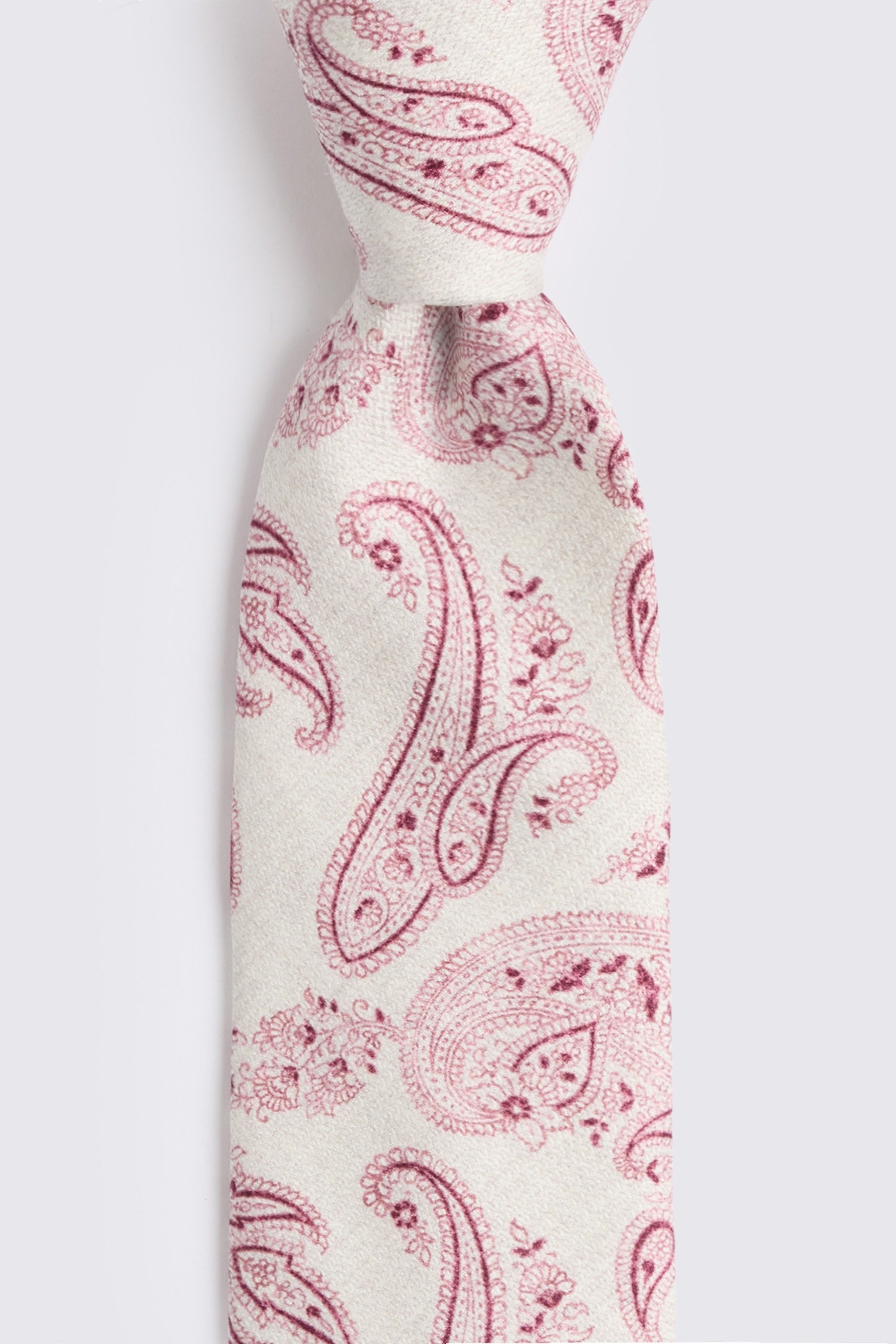 Bottinelli White & Pink Silk Paisley Tie