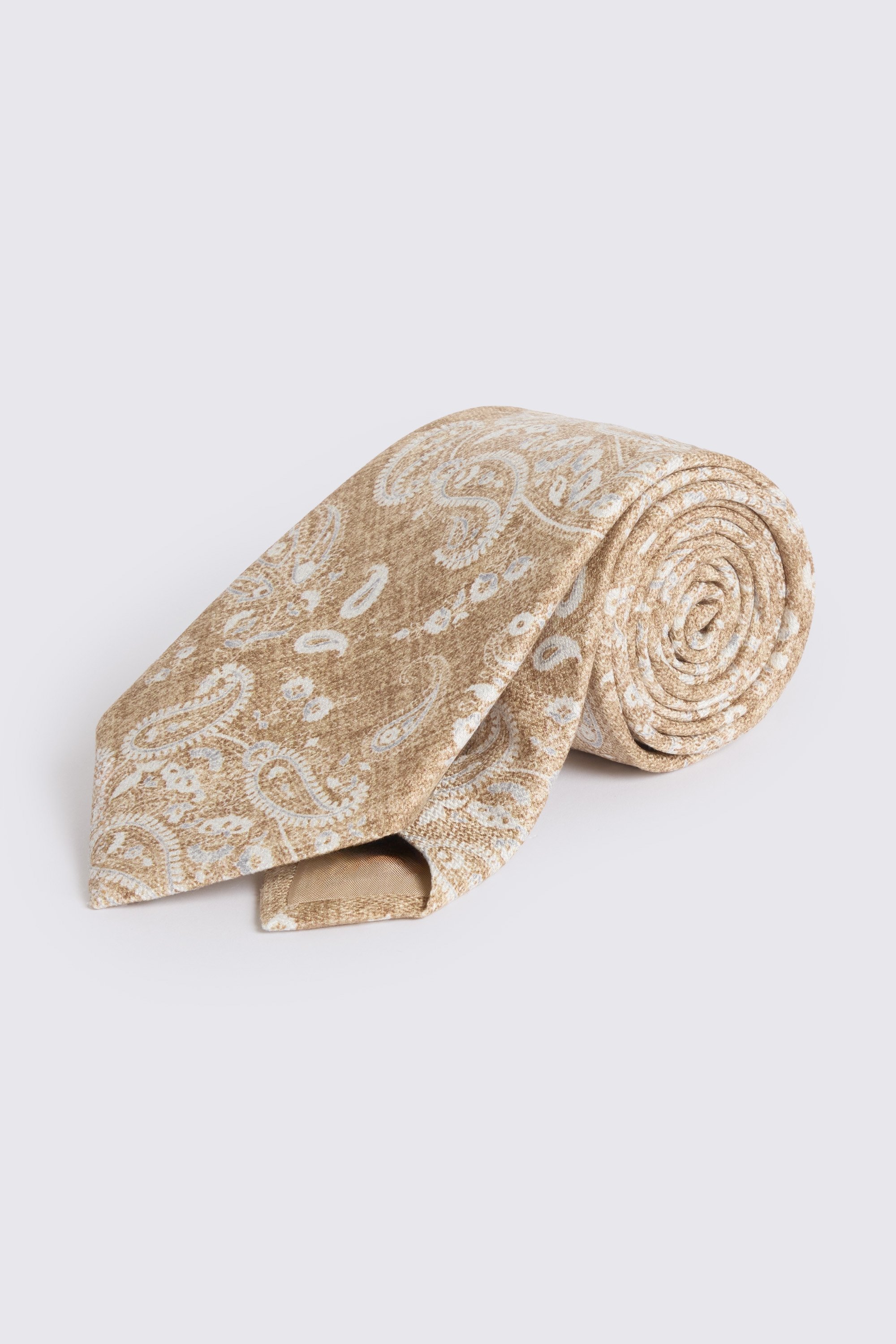Bottinelli Camel & Light Blue Silk Paisley Tie