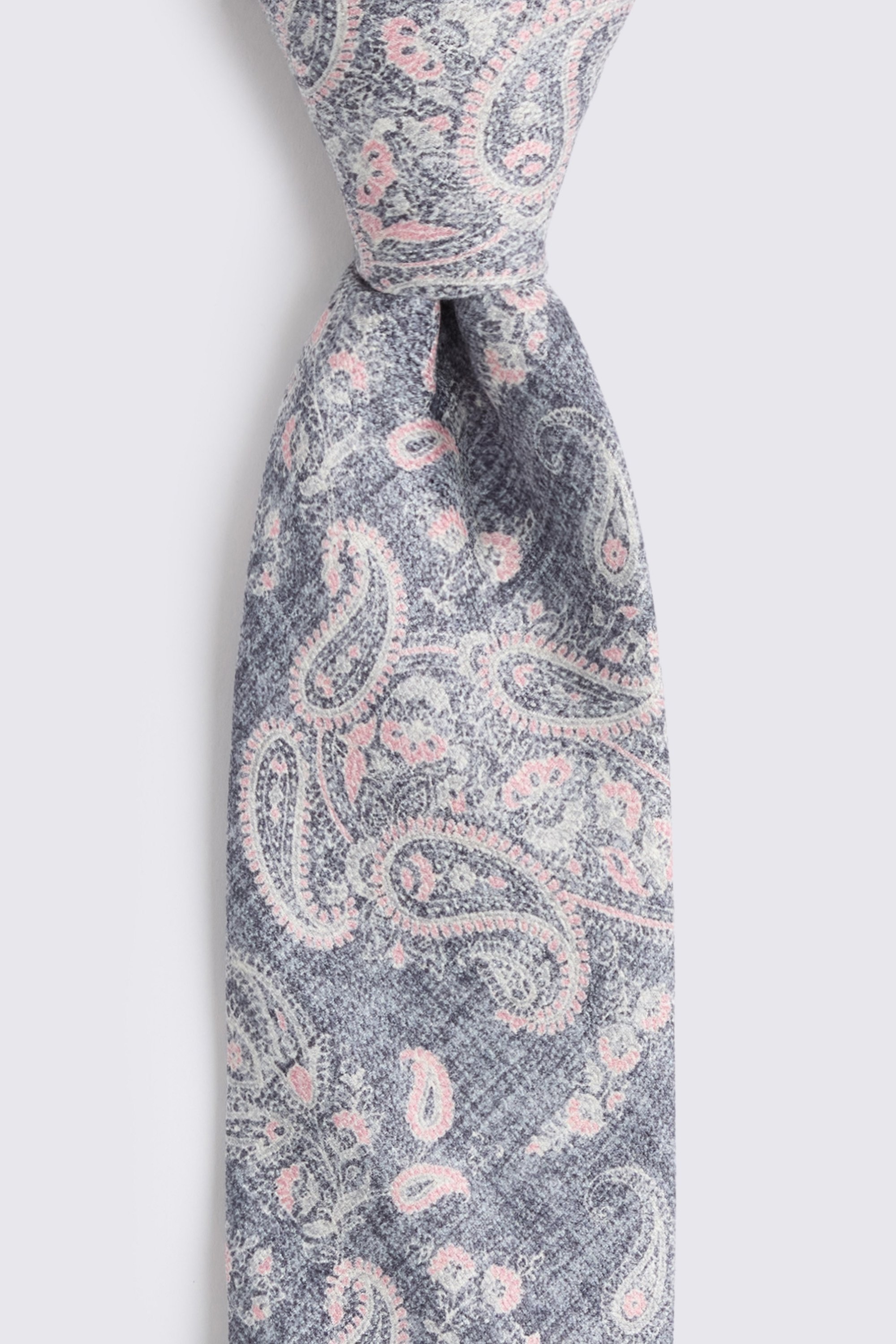 Bottinelli Mid Blue & Pink Silk Paisley Tie