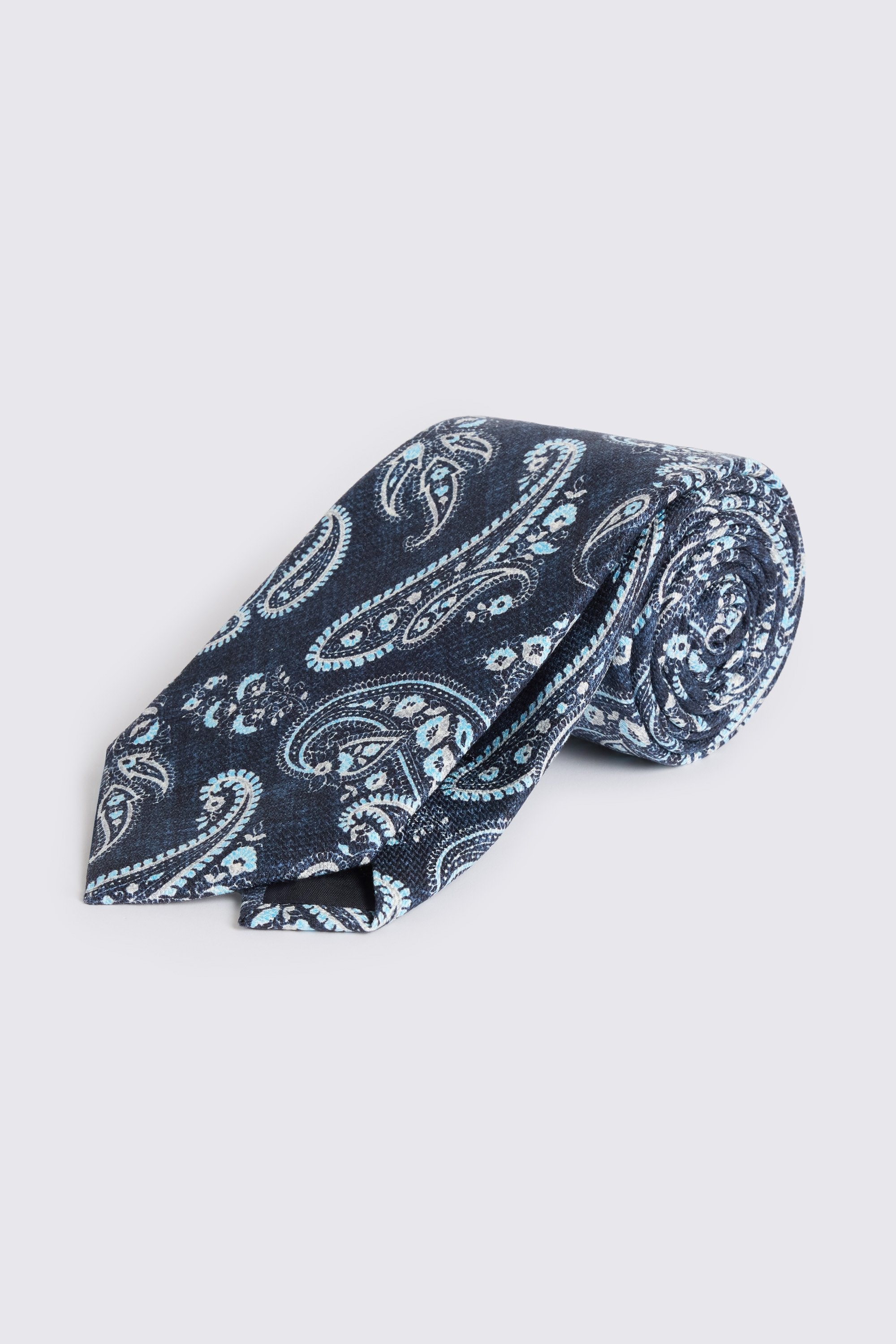 Bottinelli Navy & Bright Blue Silk Paisley Tie