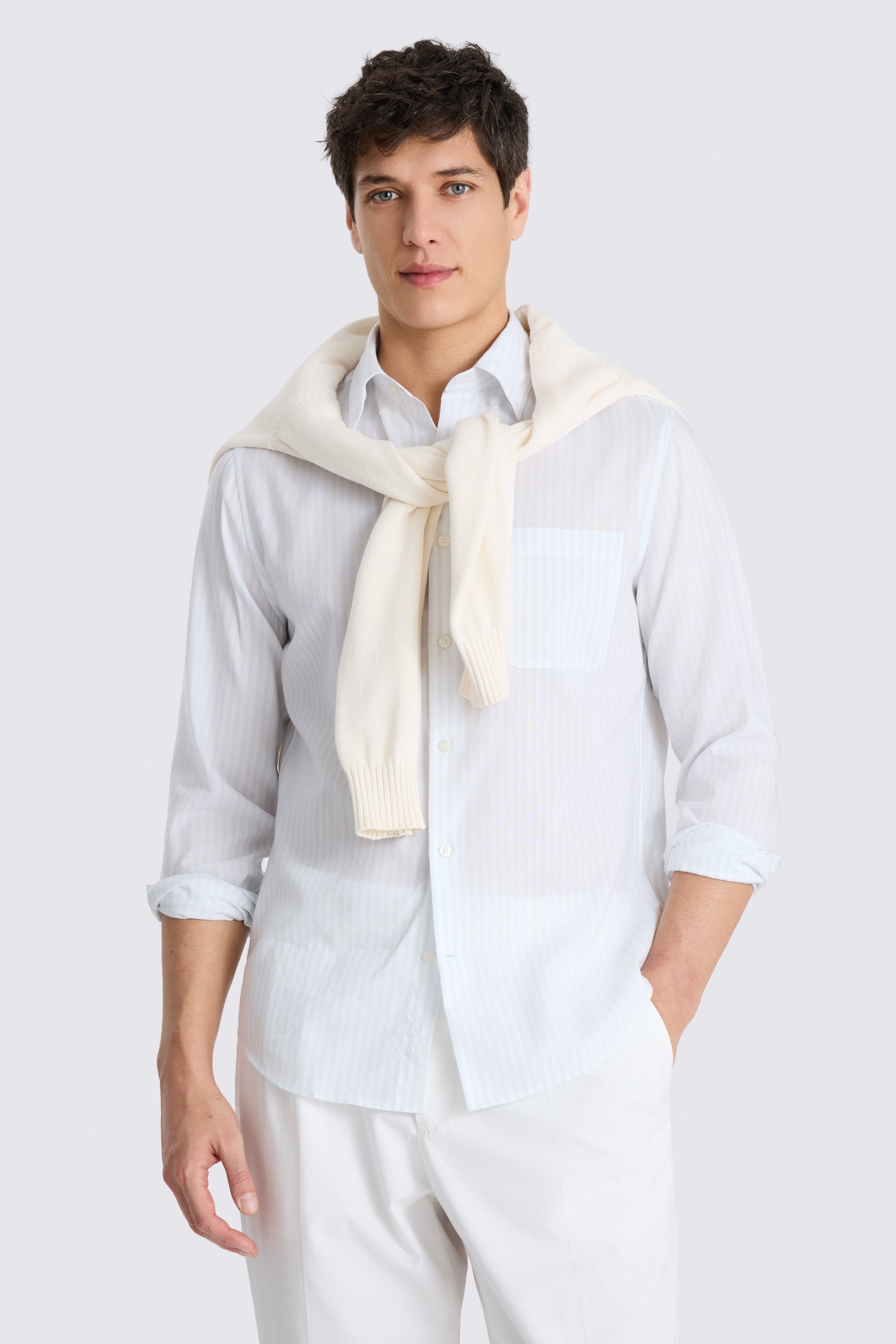 Blue Stripe Lightweight Oxford Shirt