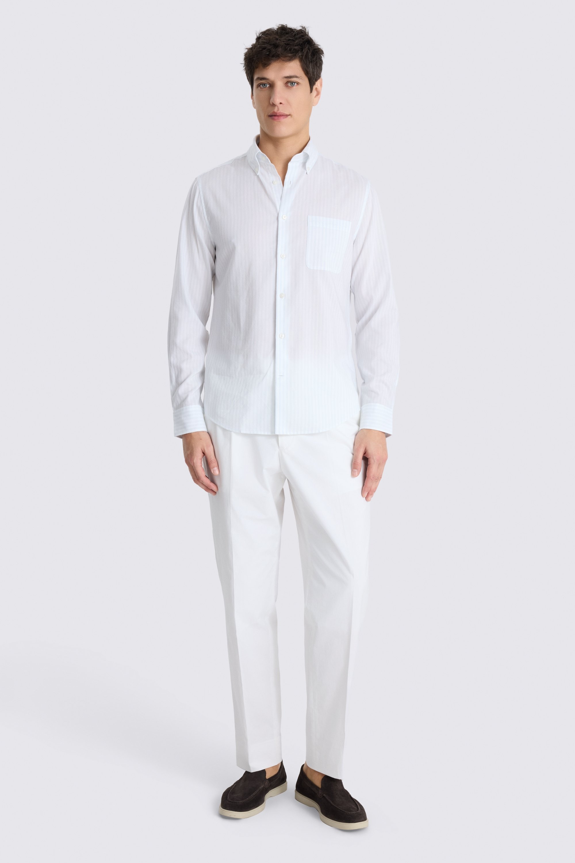 Blue Stripe Lightweight Oxford Shirt