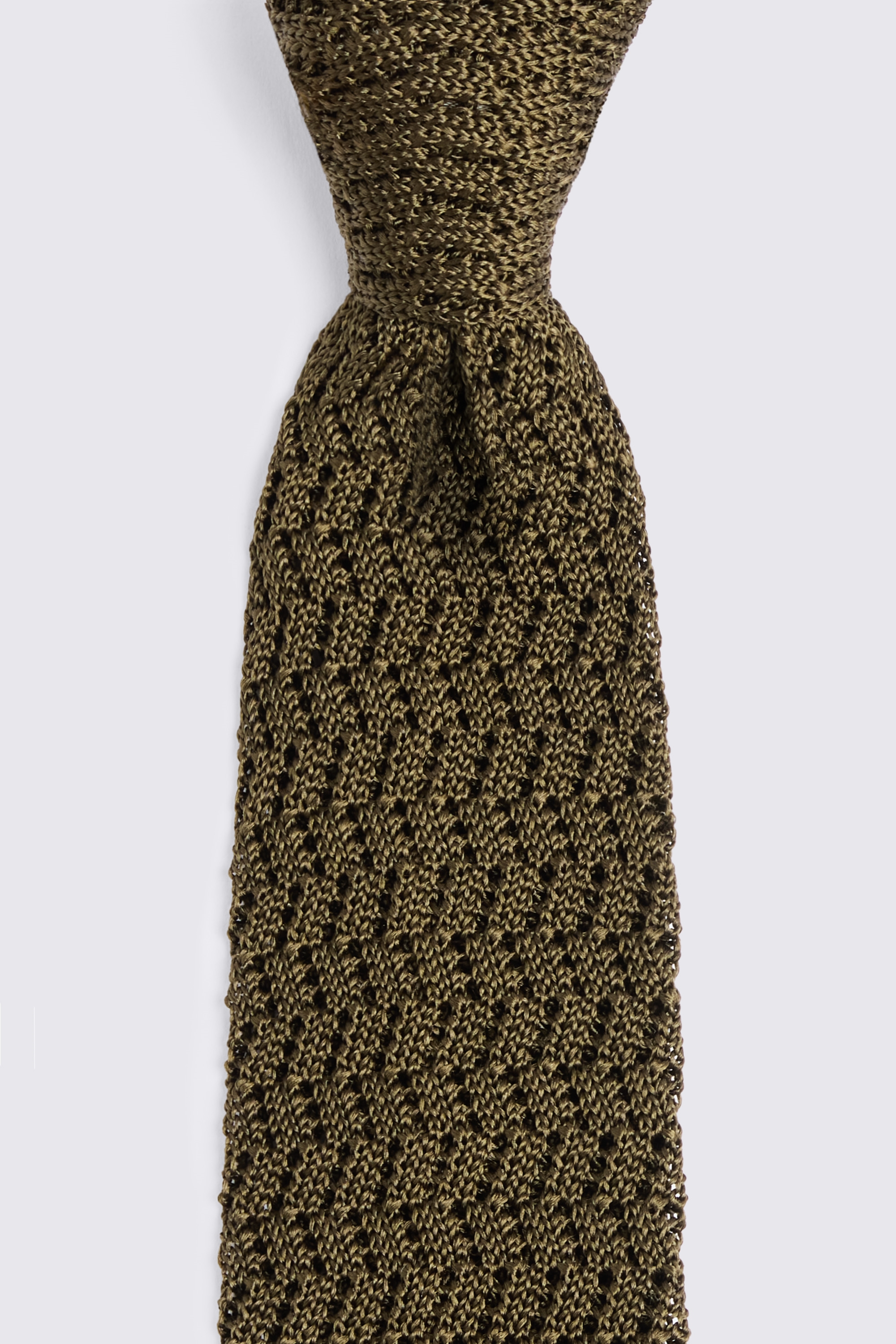 Olive Silk Knitted Tie