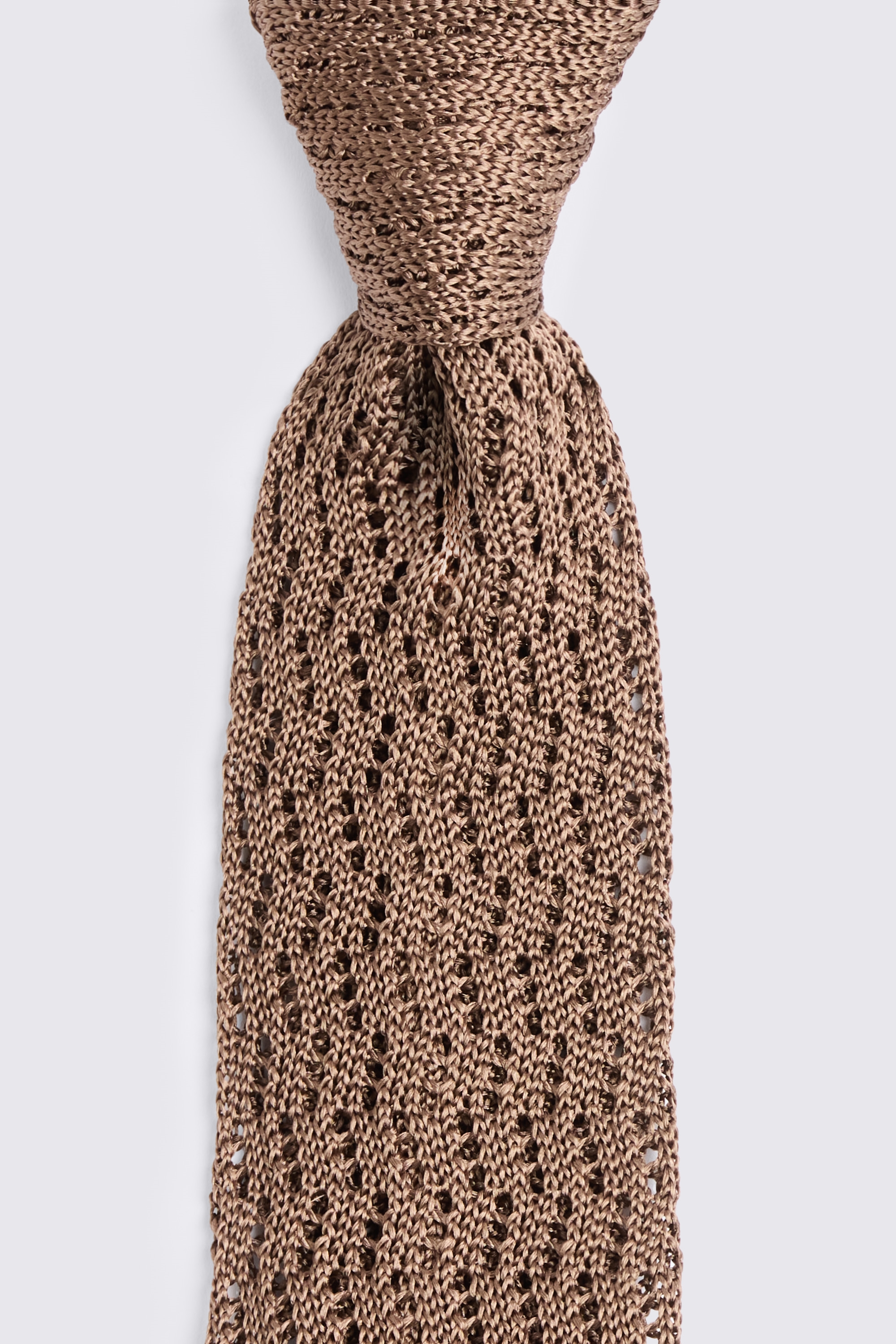 Taupe Silk Knitted Tie