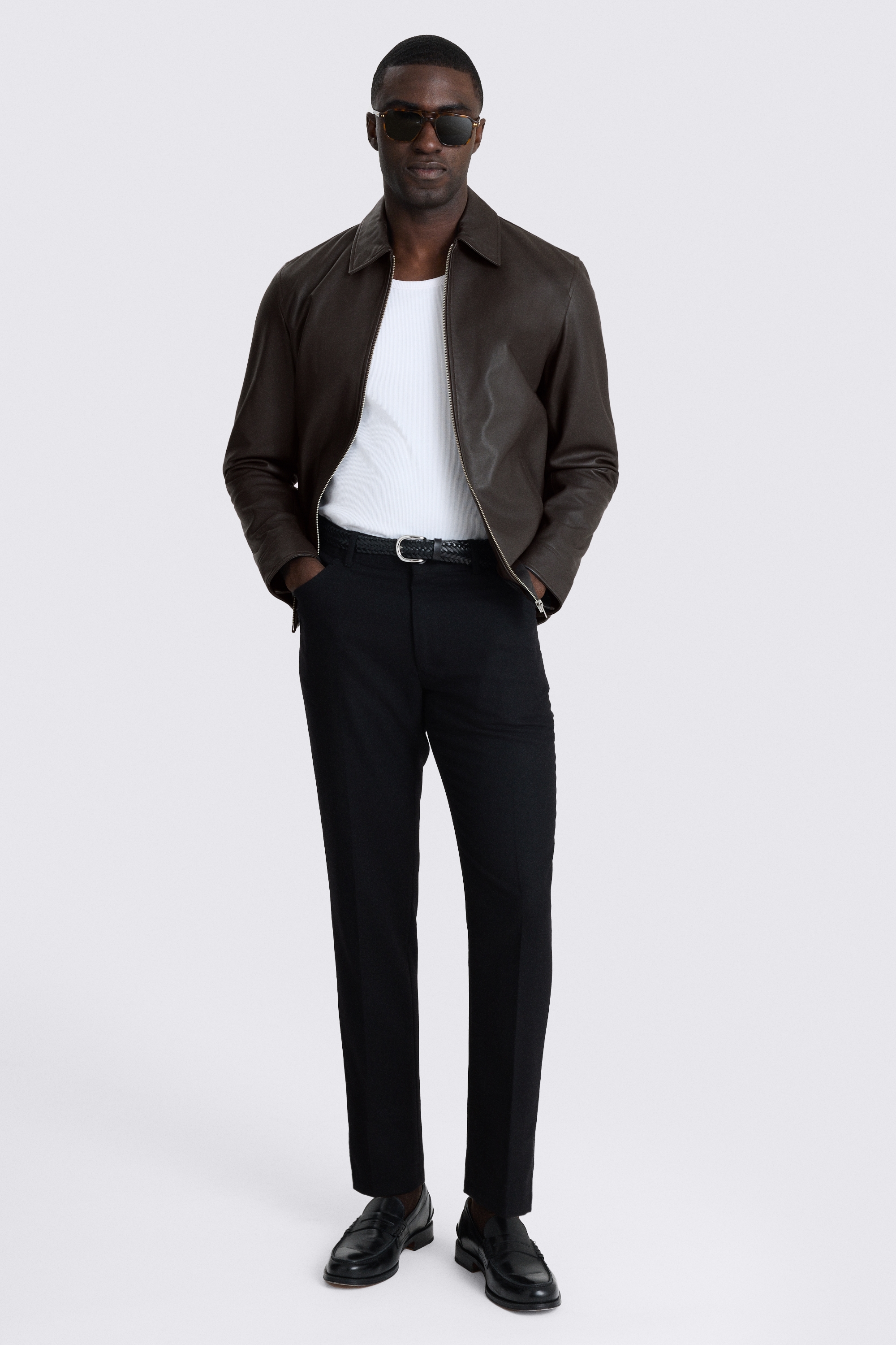 Dark Brown Nappa Zip Jacket 