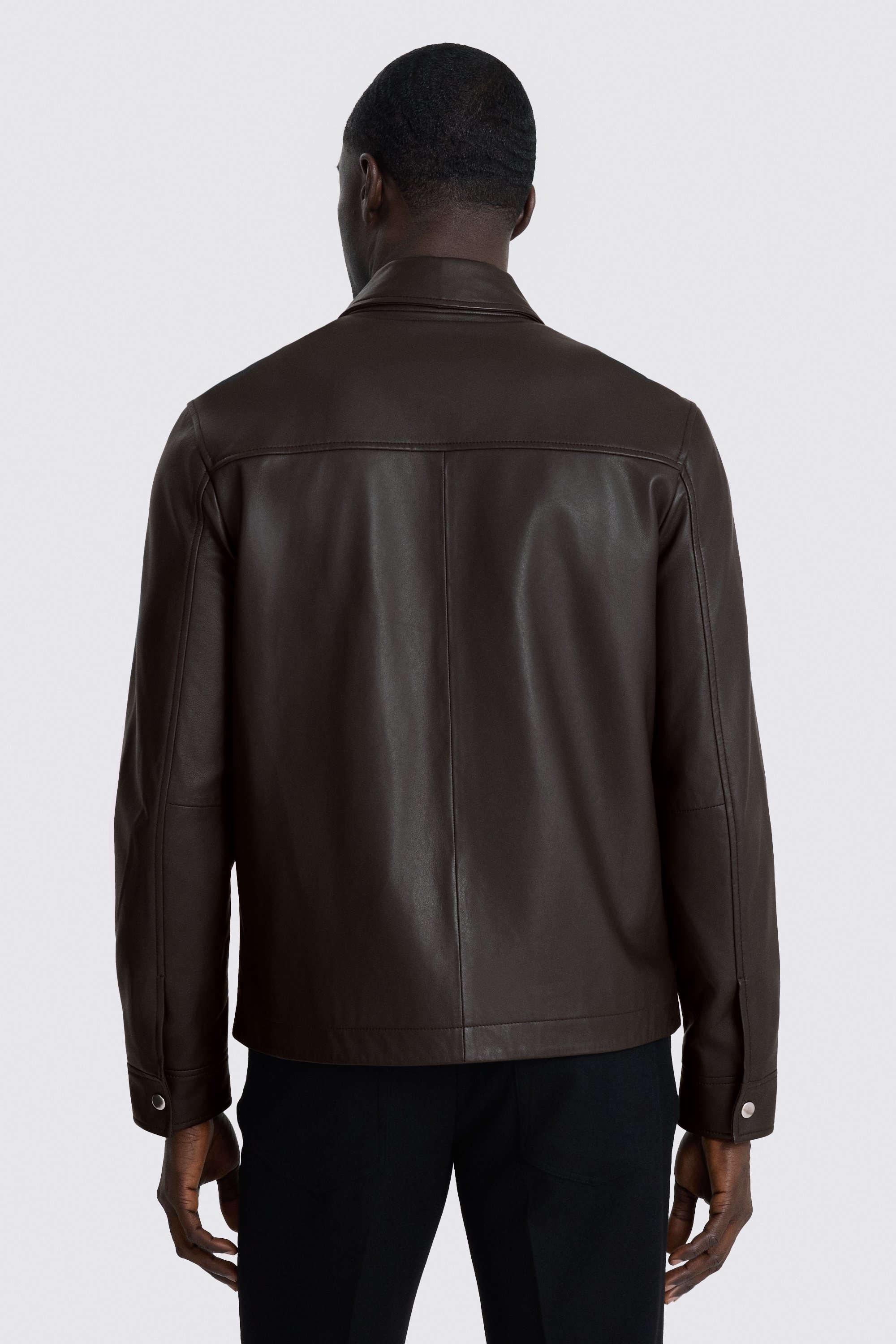 Dark Brown Nappa Zip Jacket 