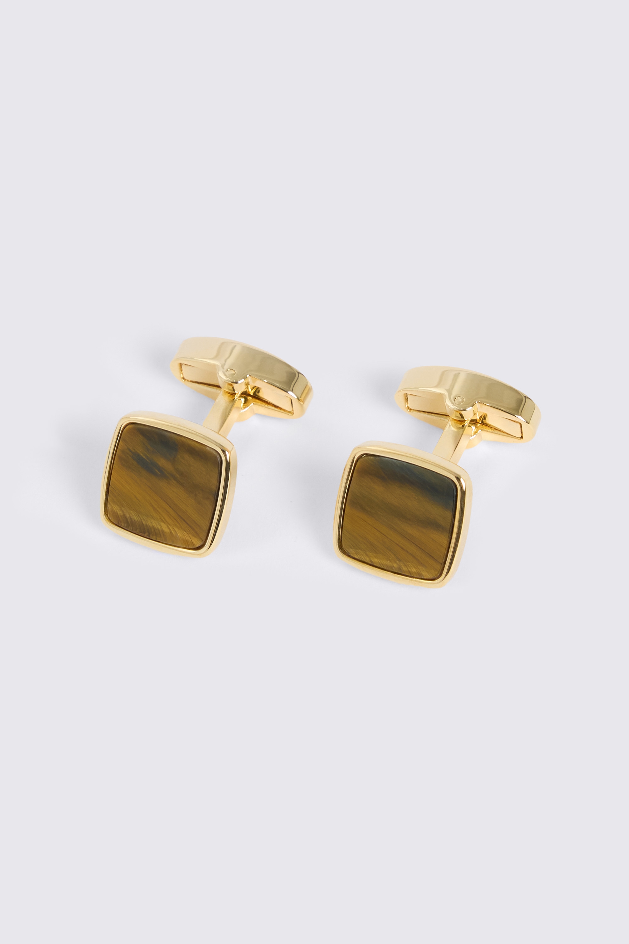 Gold Tiger Eye Square Cufflinks