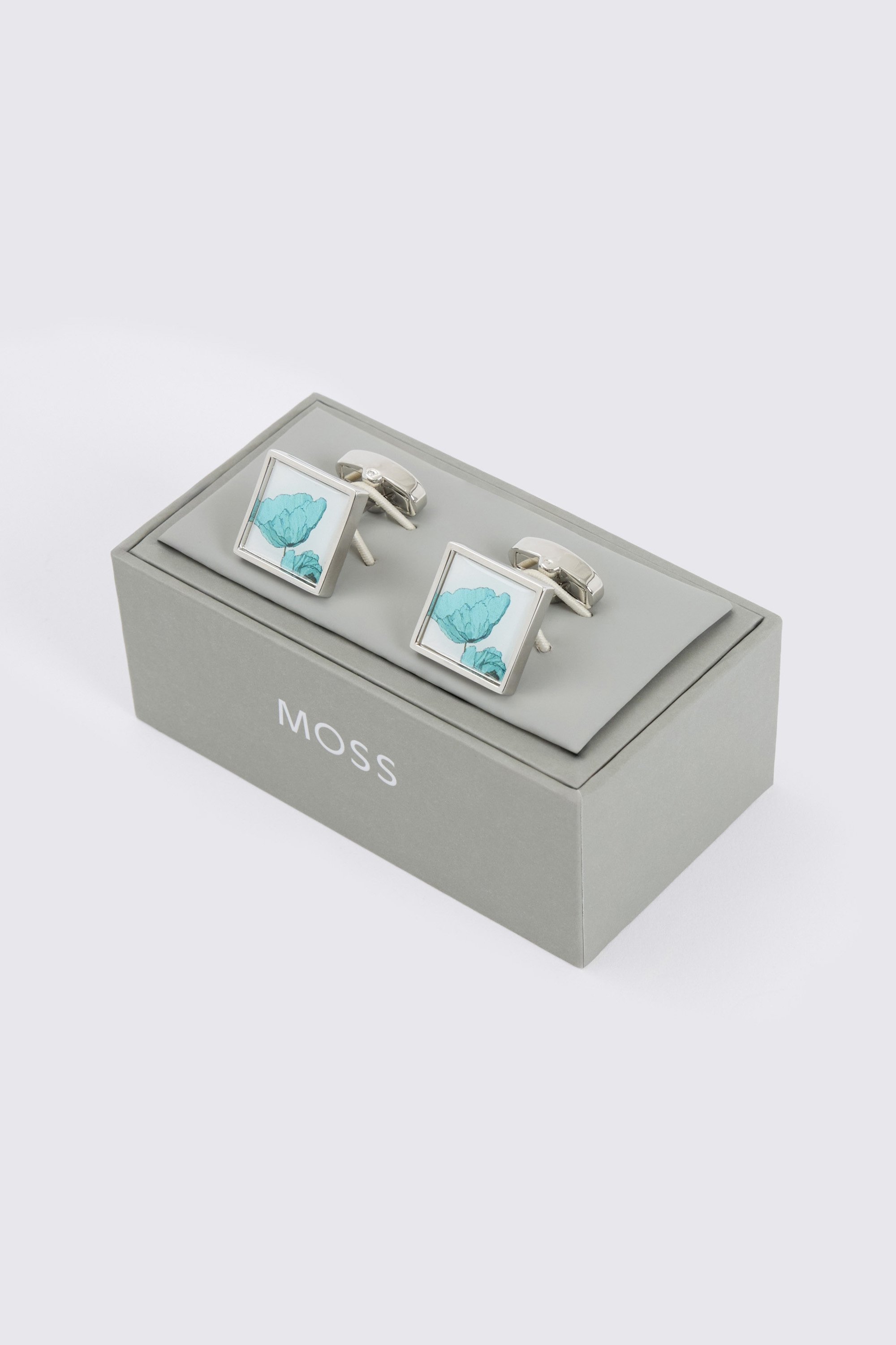 Blue Poppy Print Cufflinks