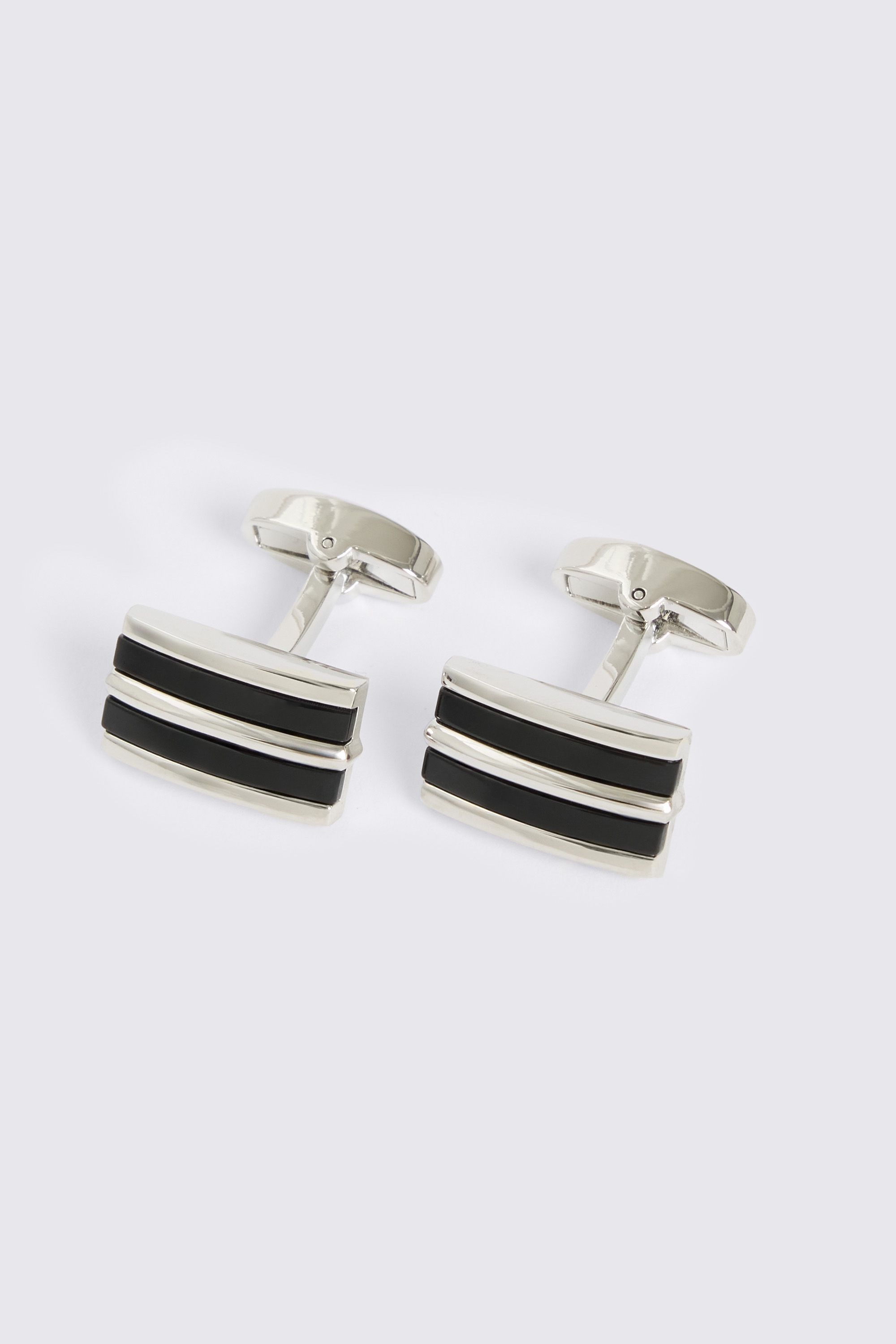 Silver & Black Onyx Stripe Cufflinks
