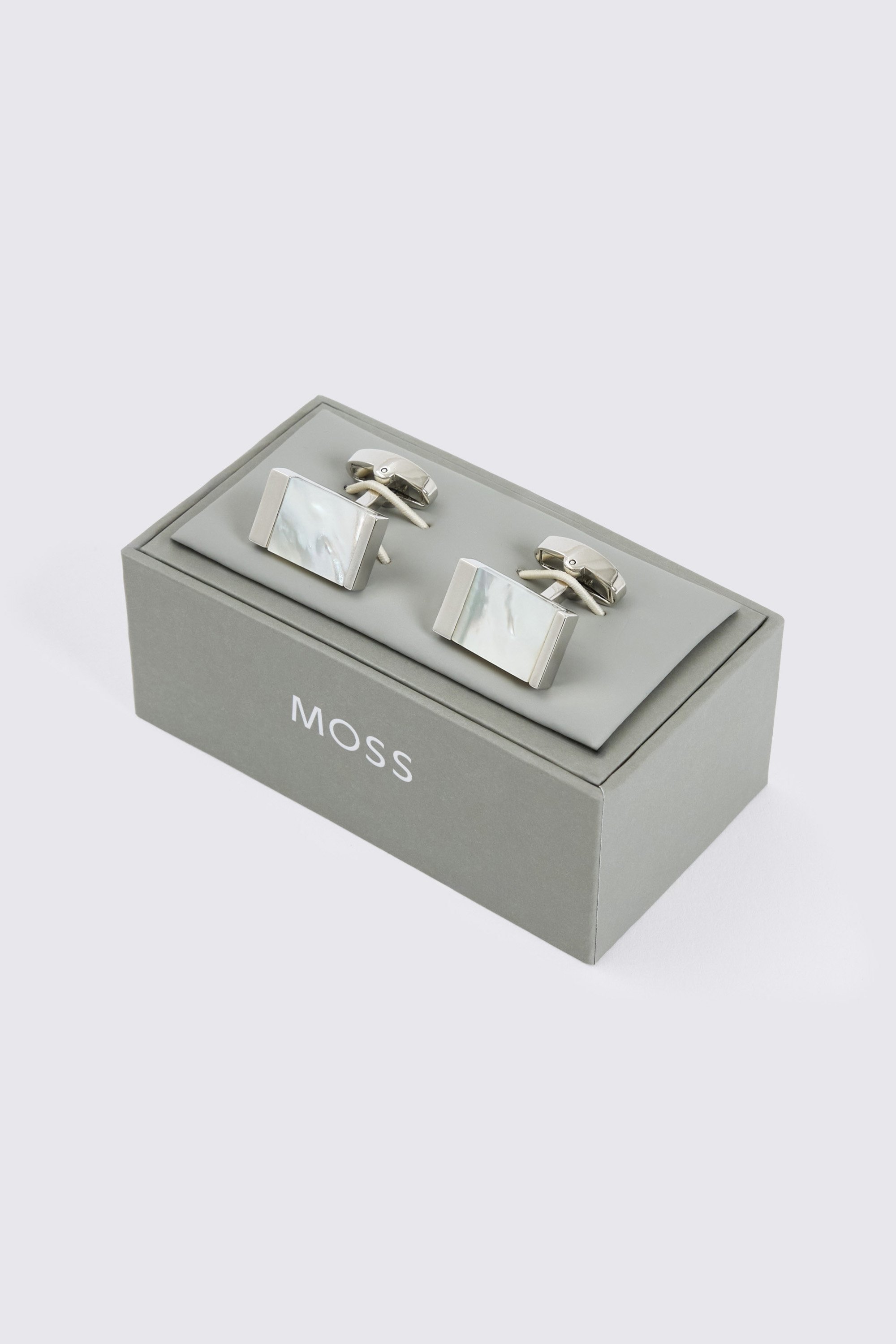 Silver Mother of Pearl Rectangle Cufflinks