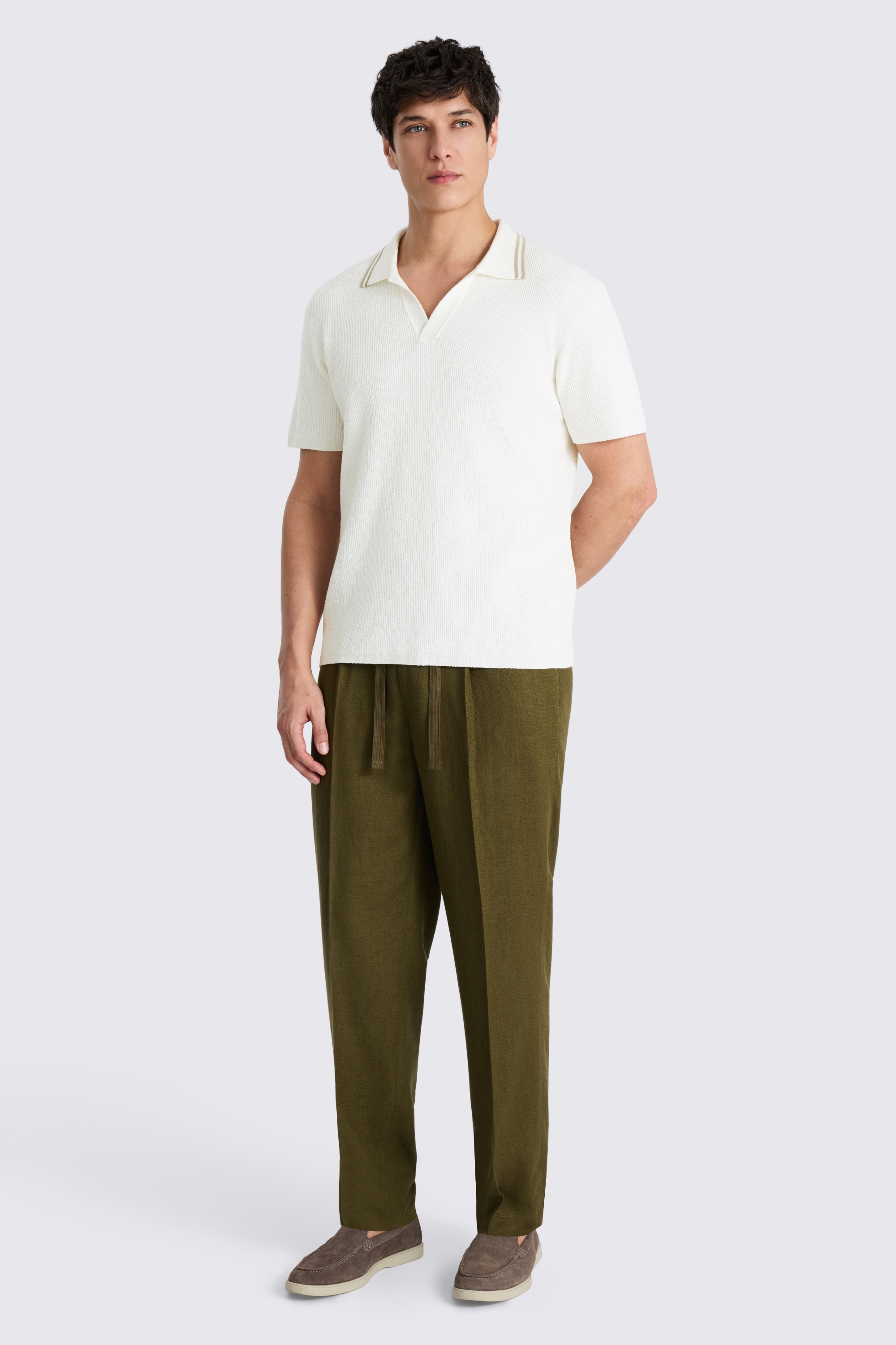 Off White Ribbed Bouclé Skipper Polo Shirt