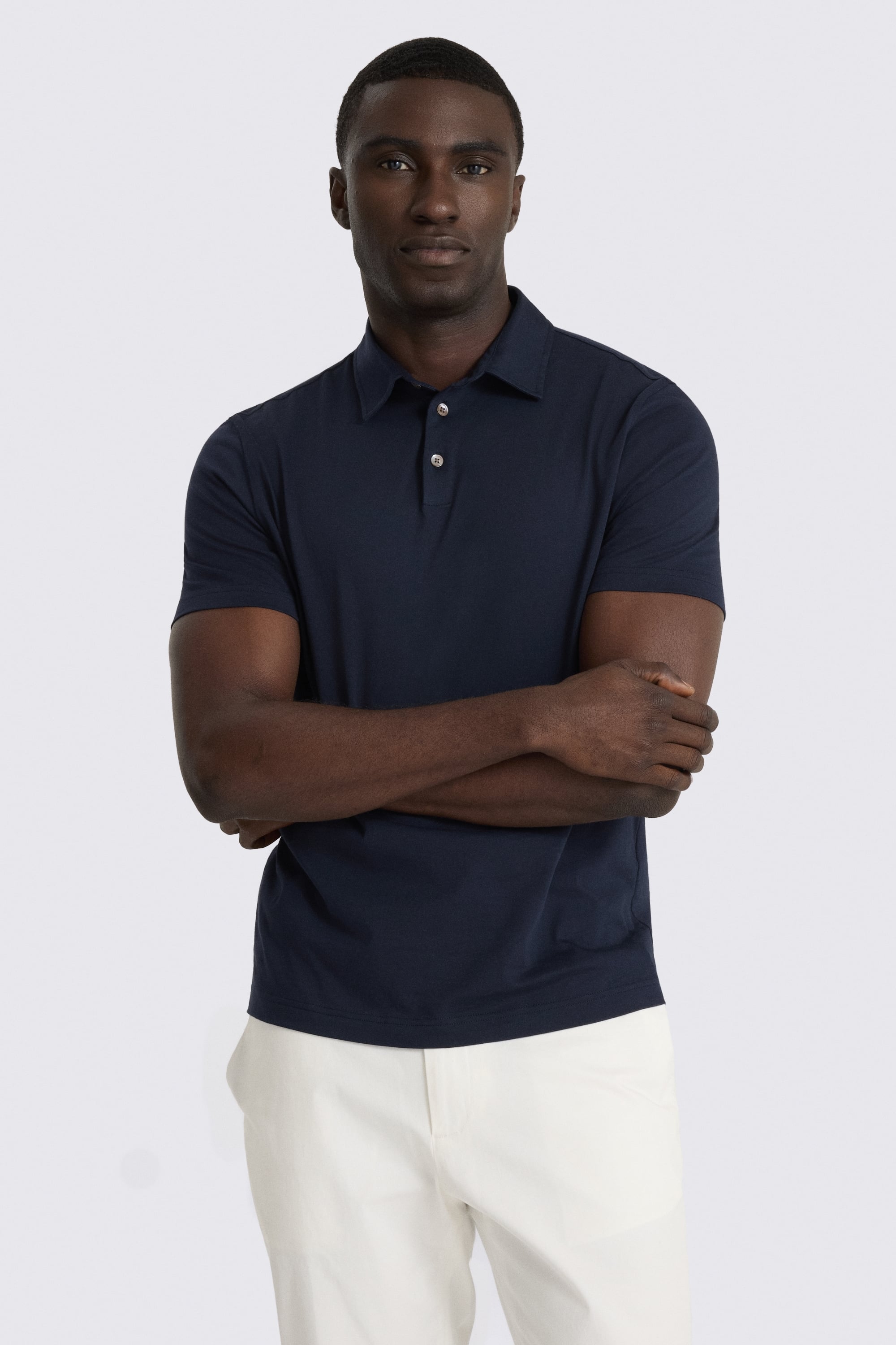 Navy Cotton Jersey Polo Shirt