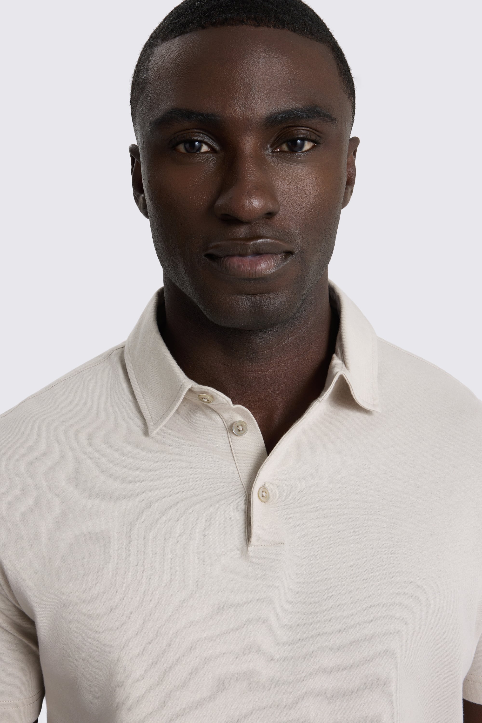 Oatmeal Cotton Jersey Polo Shirt
