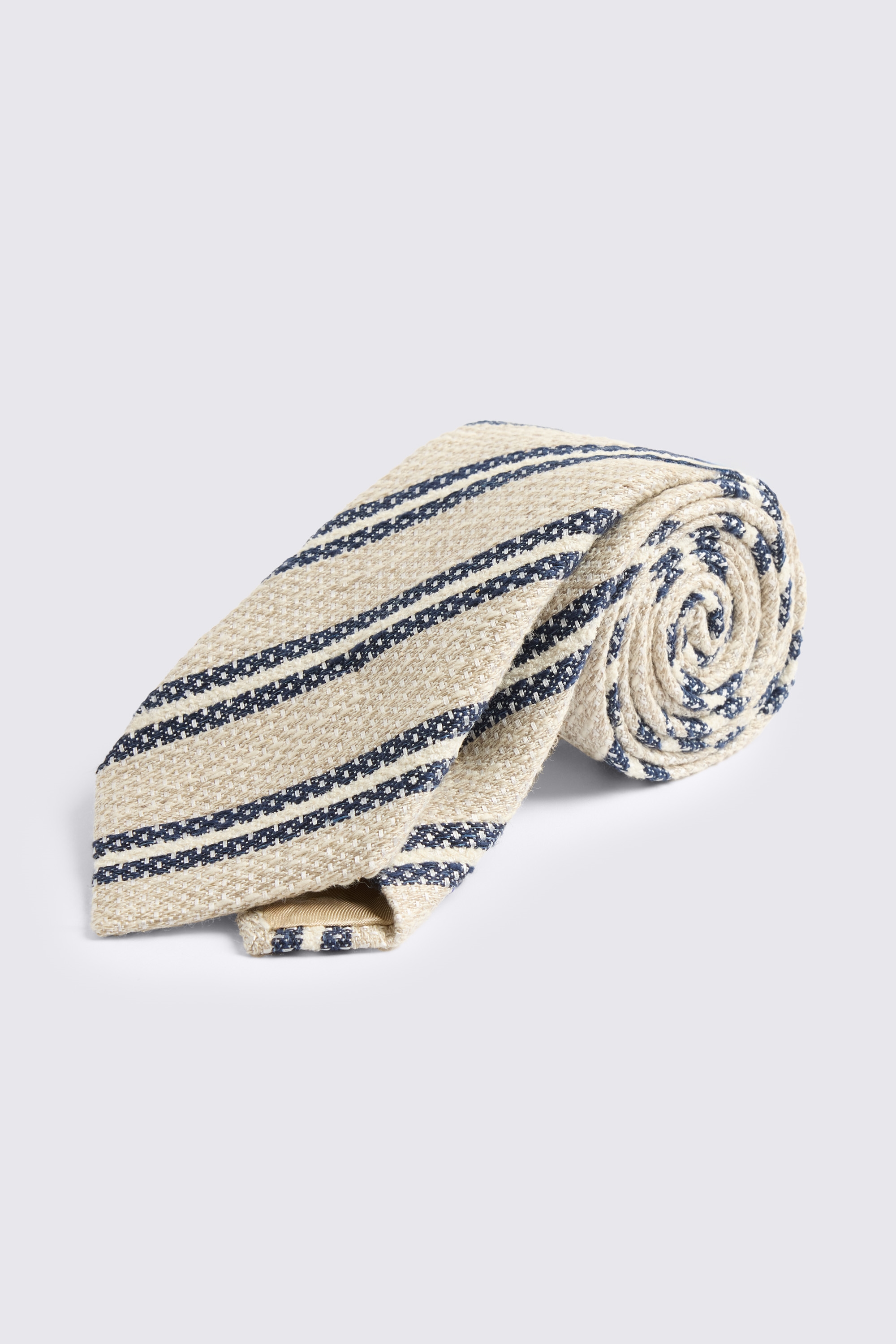 Italian Neutral Texture Navy Stripe Tie