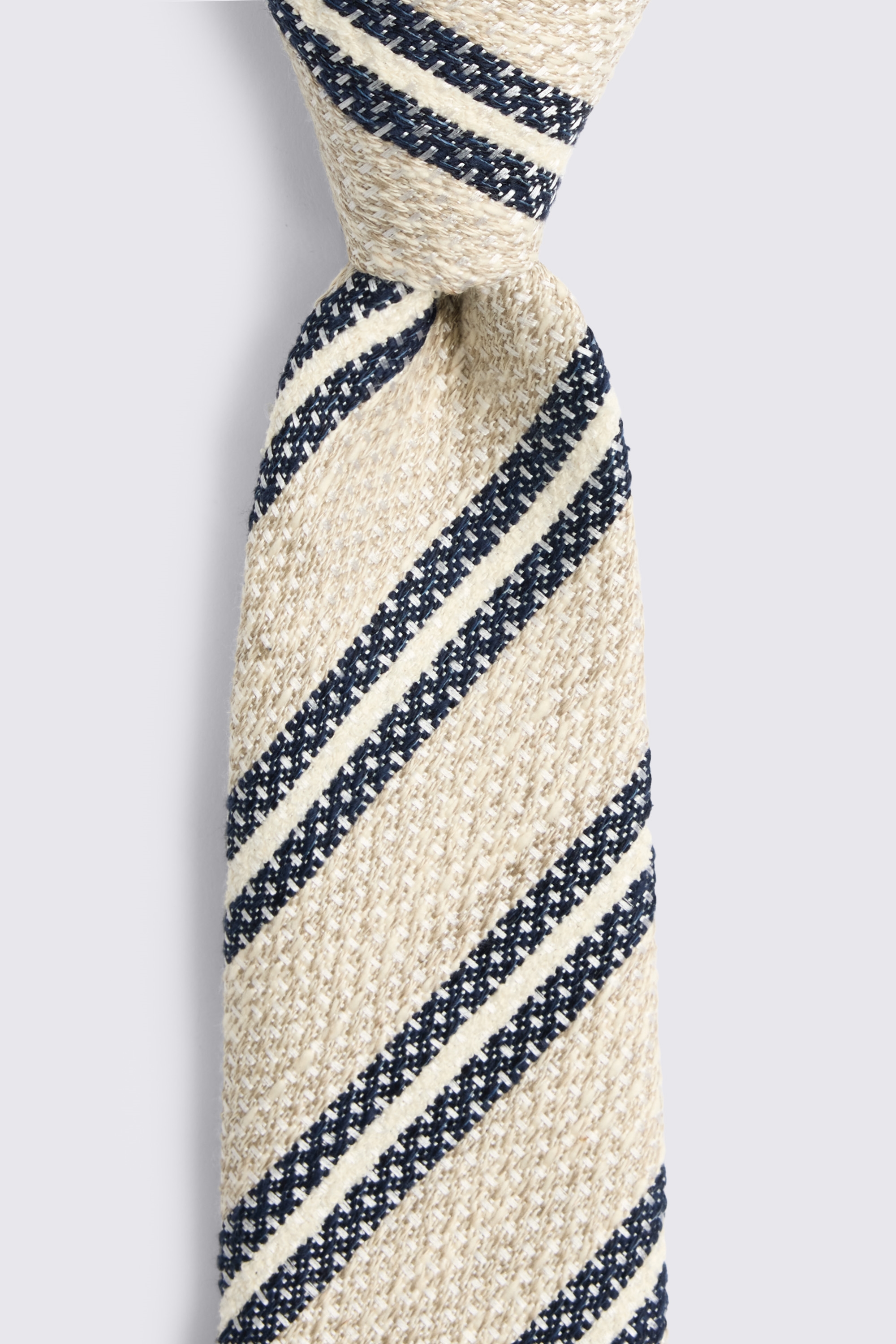 Italian Neutral Texture Navy Stripe Tie