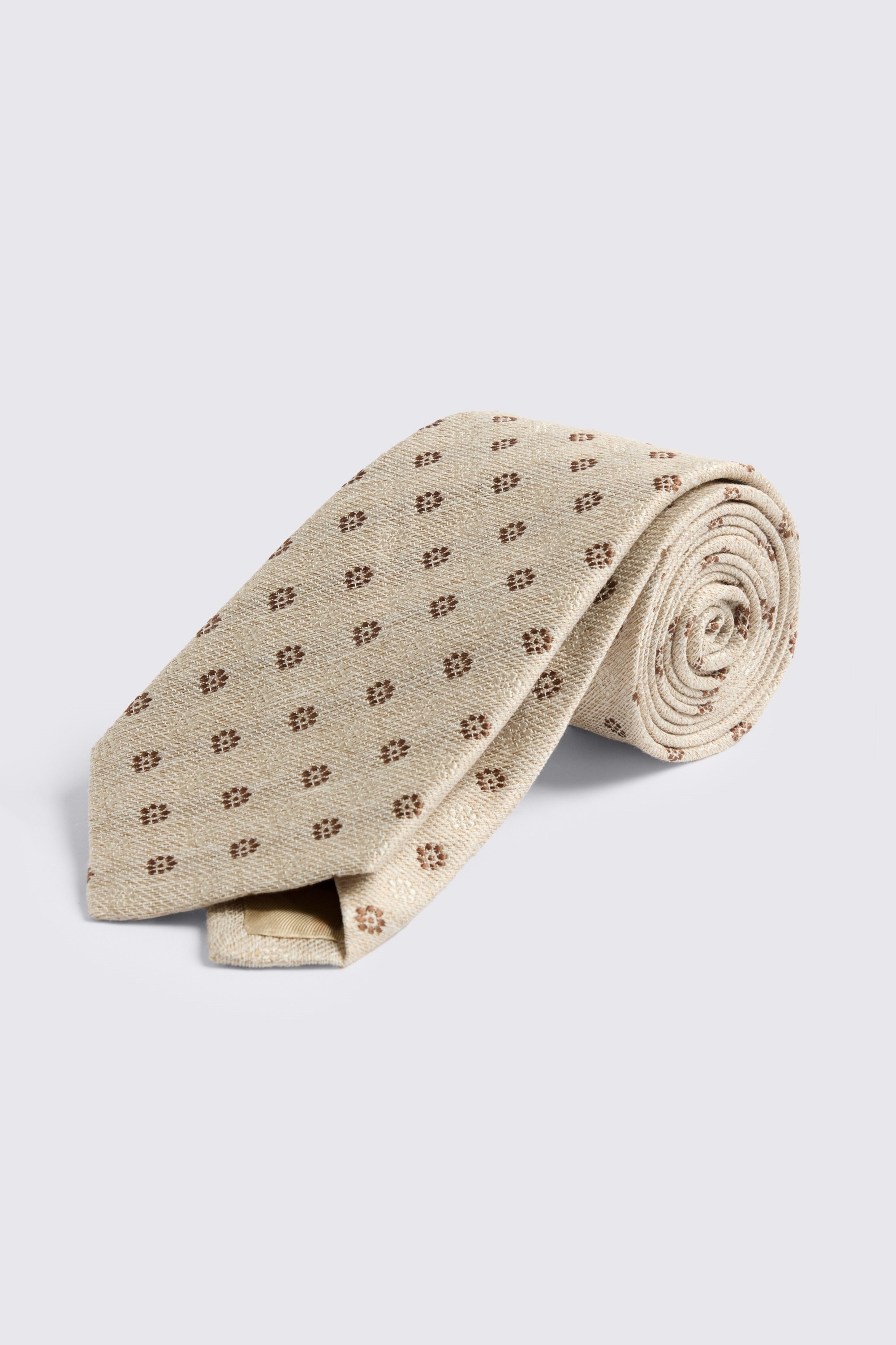 Italian Neutral, Copper & Off White Medallion Tie