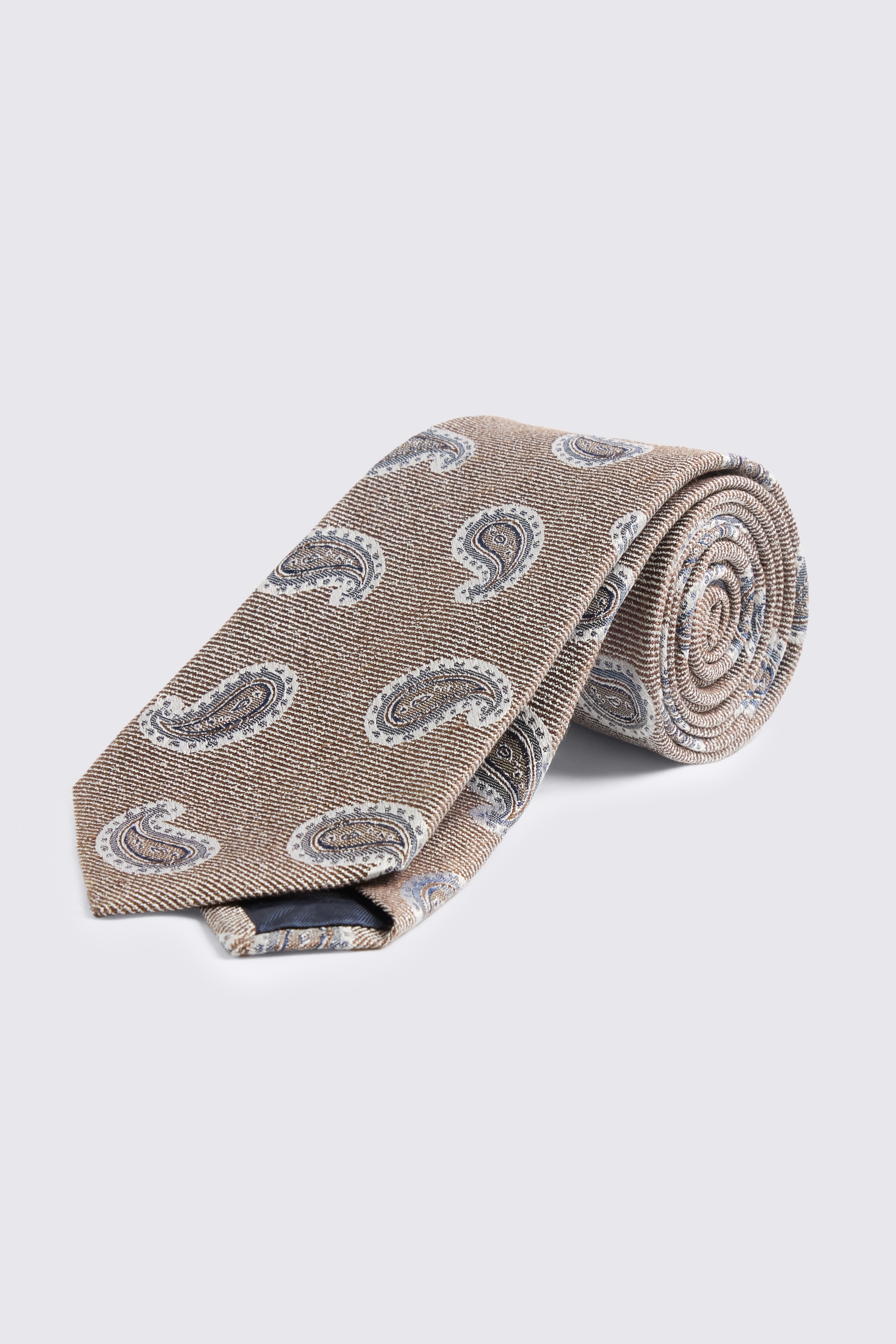 Italian Neutral Blue Paisley Tie