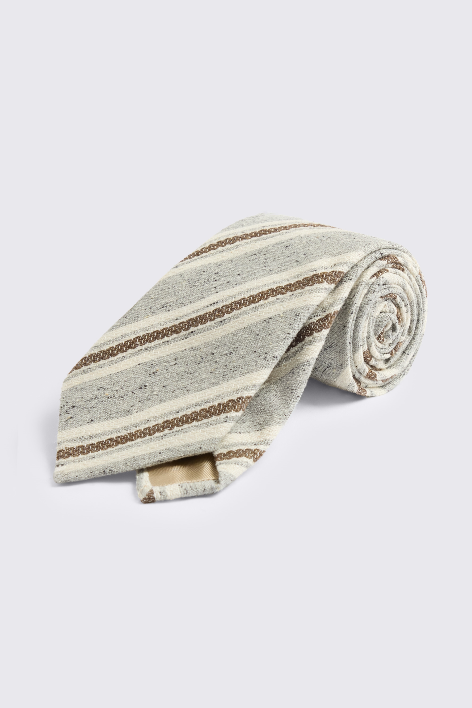 Italian Grey & Brown Stripe Tie