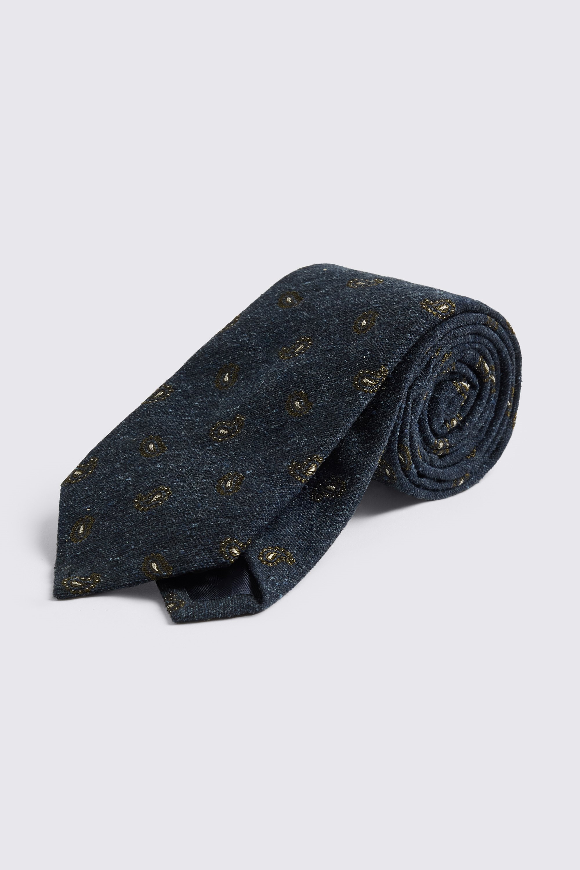 Italian Navy & Dark Olive Paisley Tie
