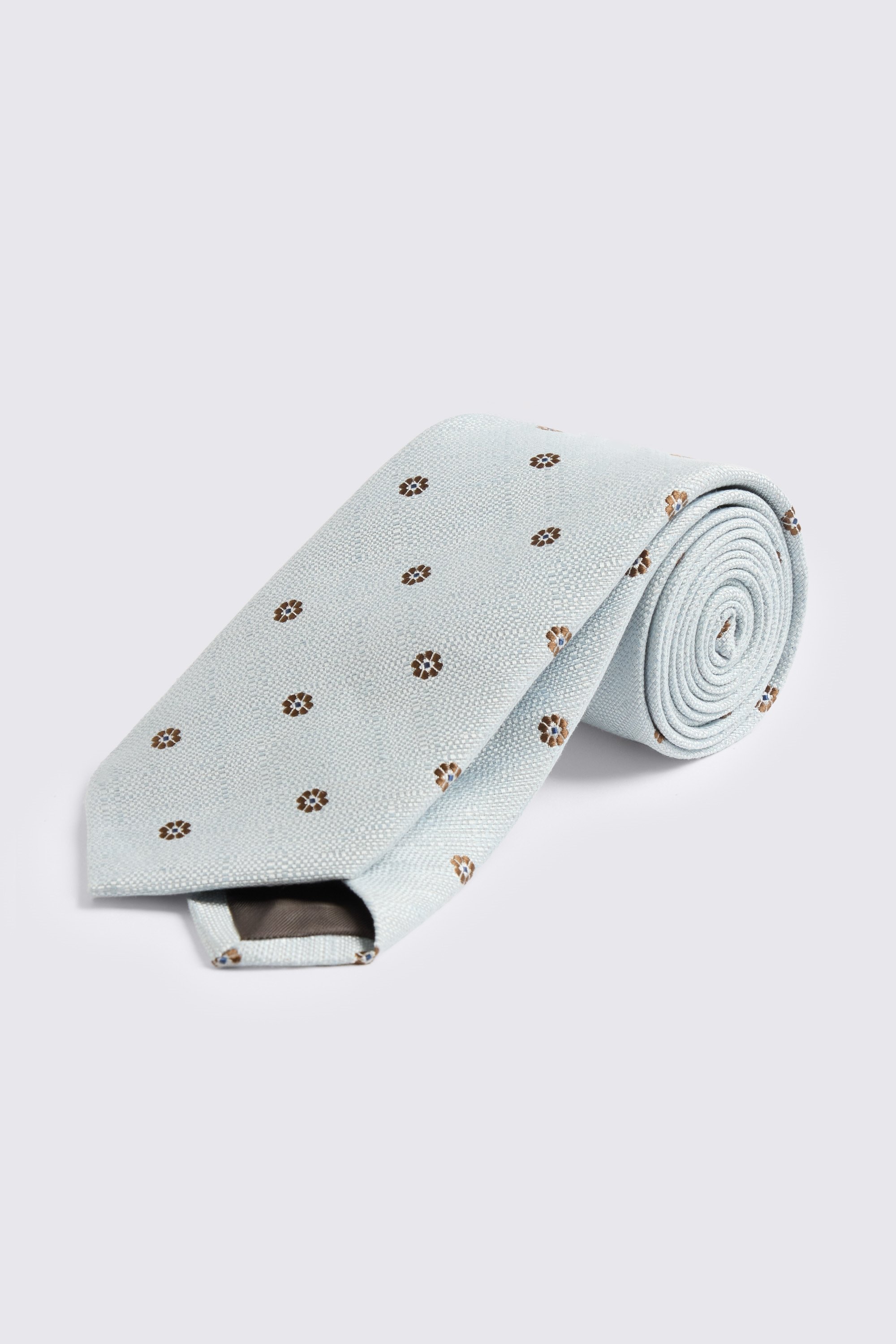 Italian Light Grey & Blue Medallion Tie