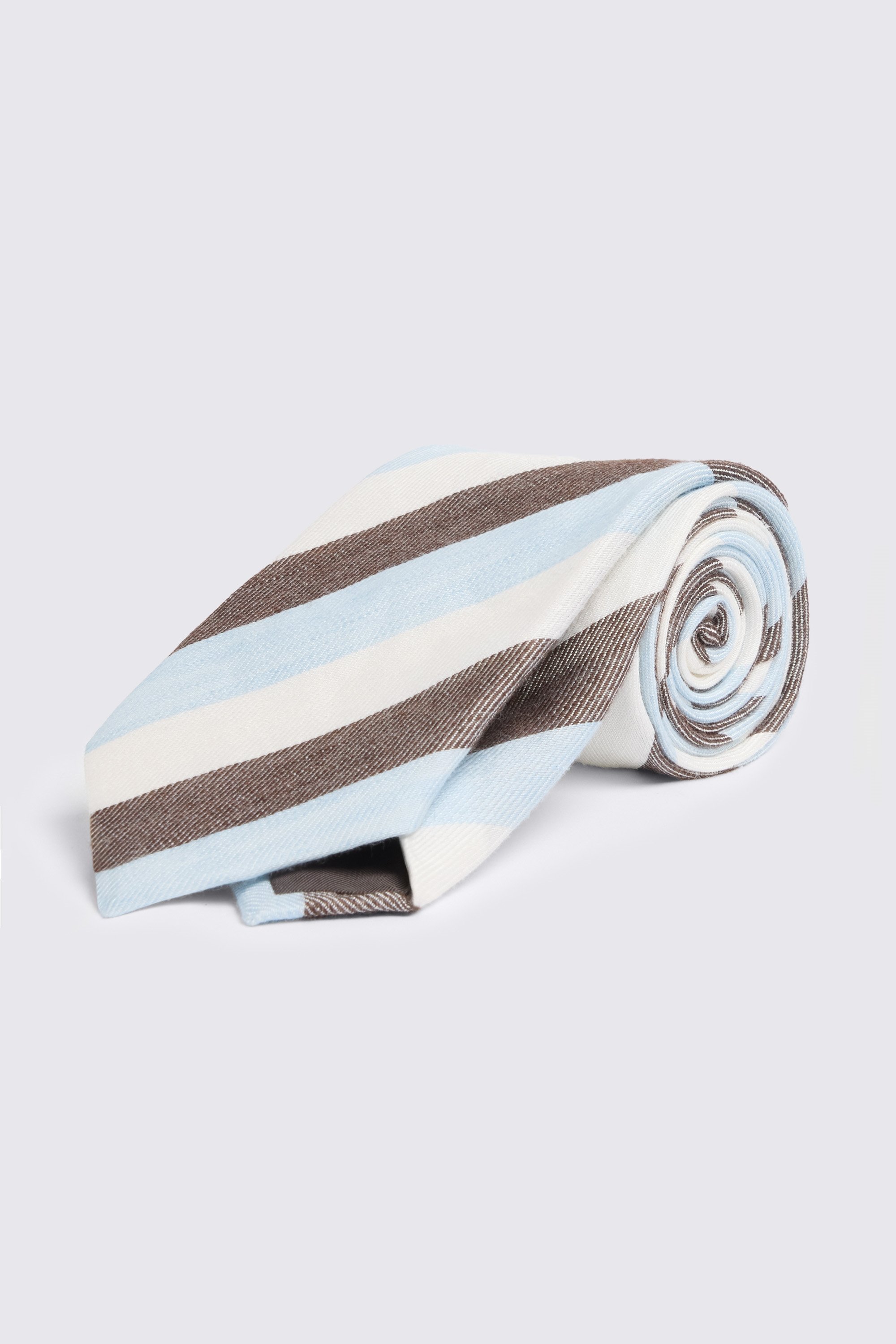 Italian Light Blue & Brown Stripe Tie
