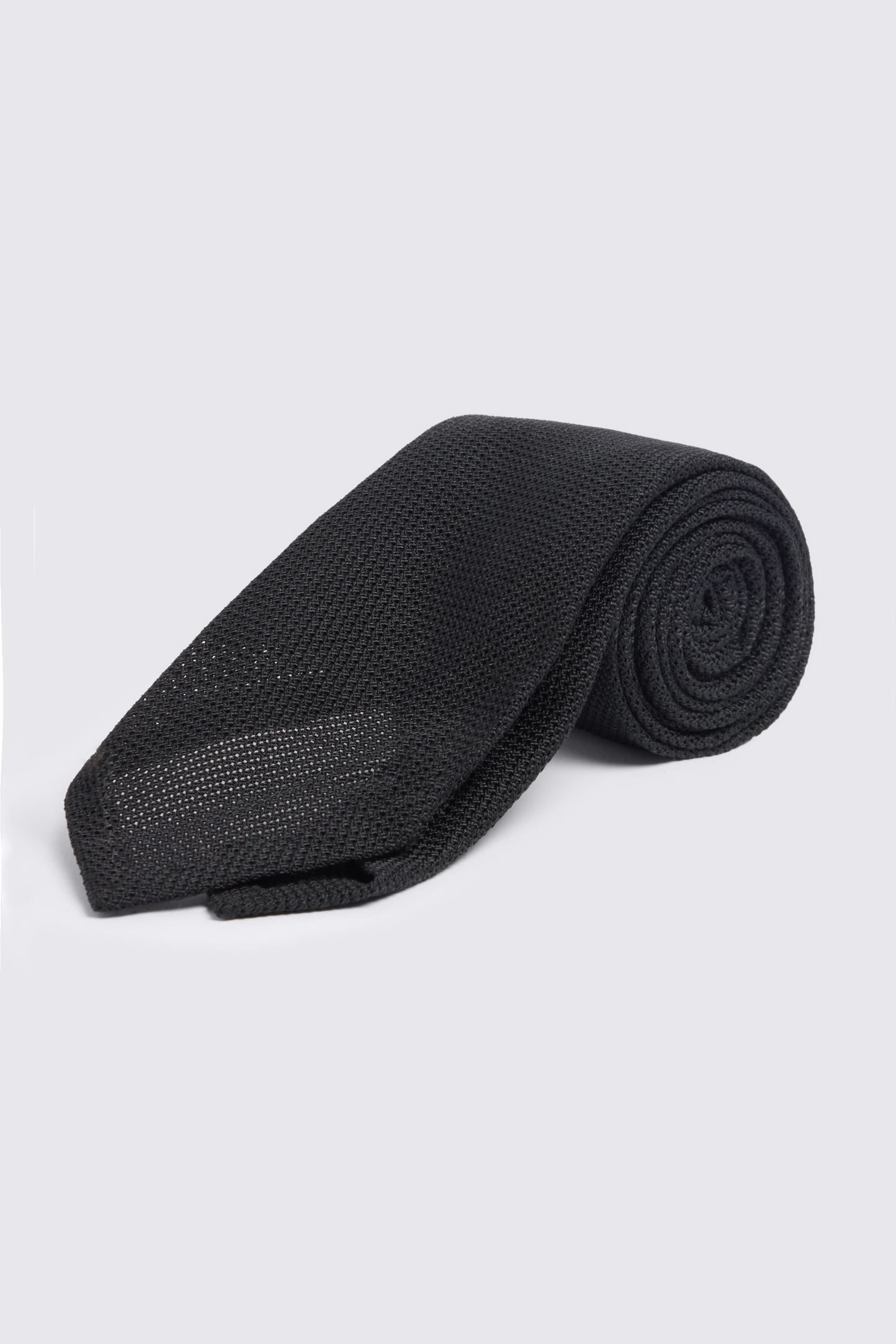 Italian Black Silk Grenadine Tie
