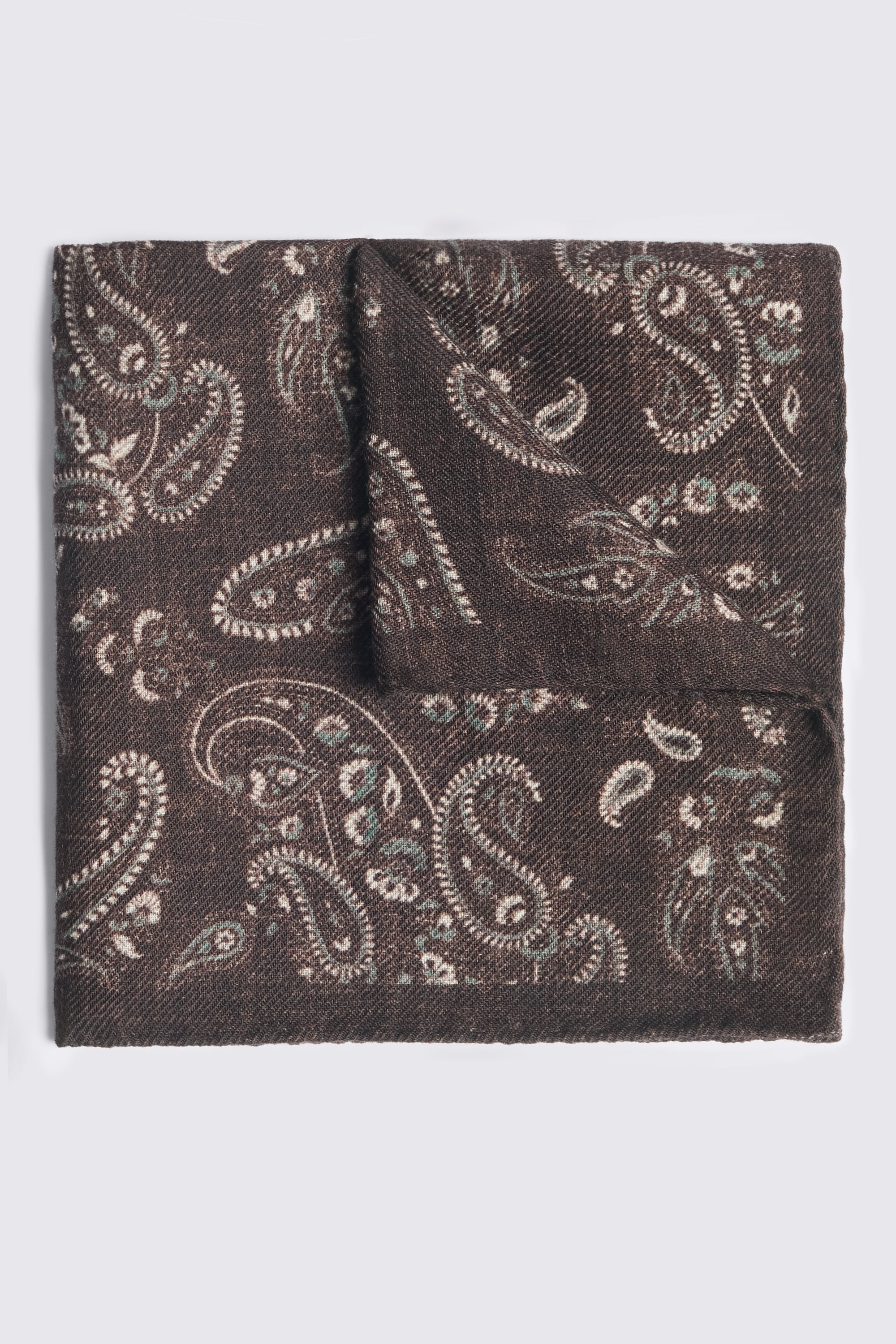Bottinelli Brown Wool Paisley Pocket Square
