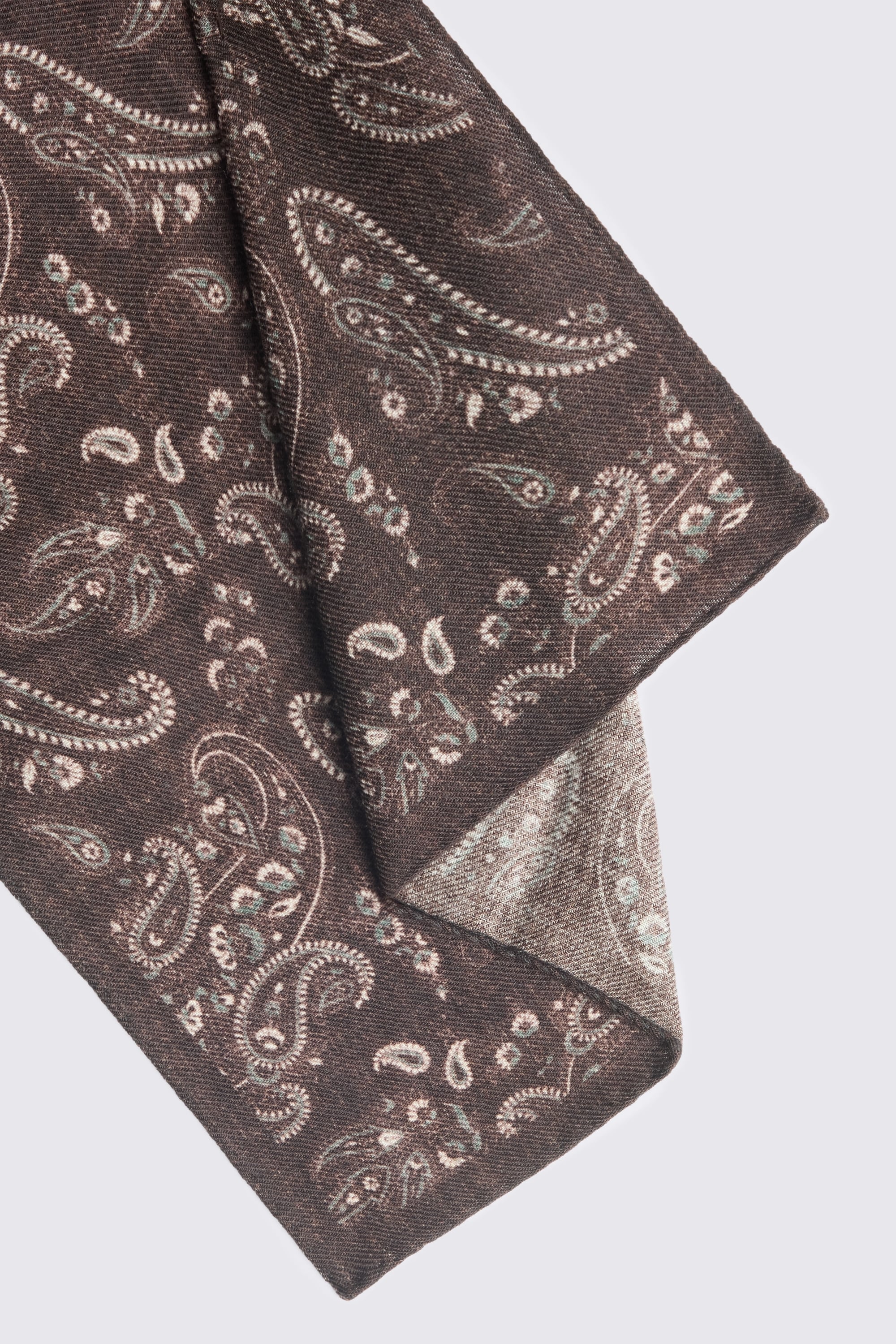 Bottinelli Brown Wool Paisley Pocket Square