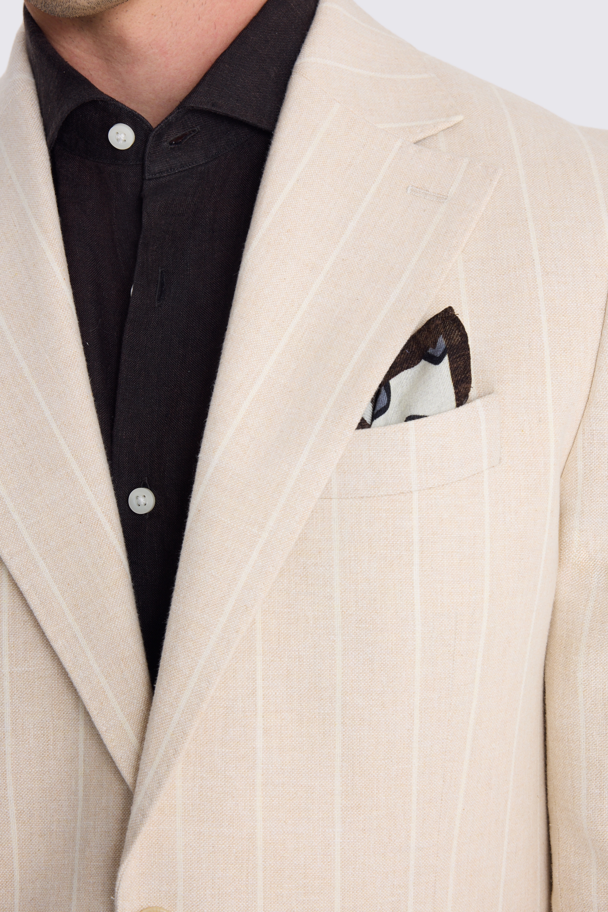 Relaxed Fit Light Camel Stripe Linen Suit