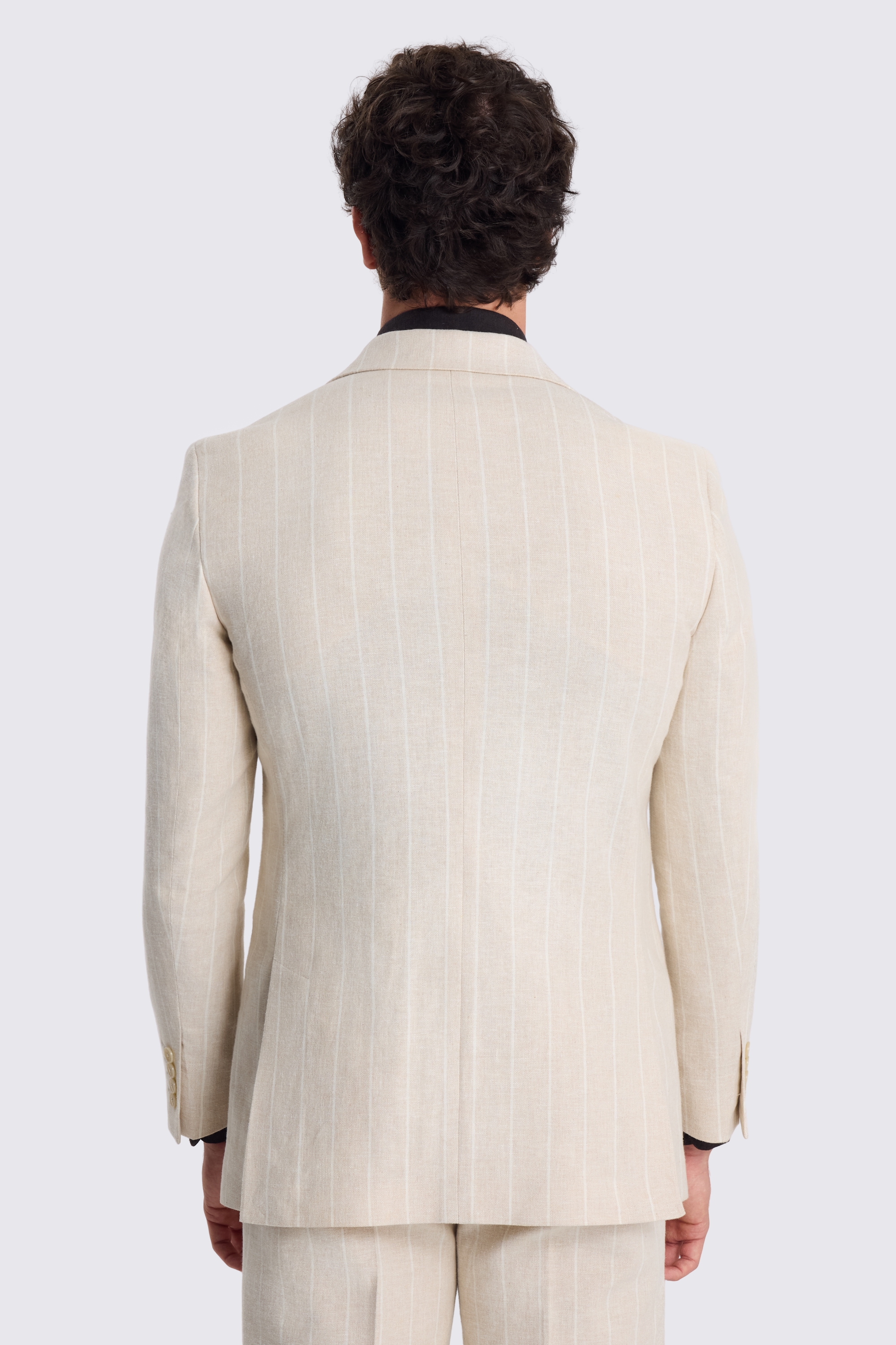 Relaxed Fit Light Camel Stripe Linen Suit