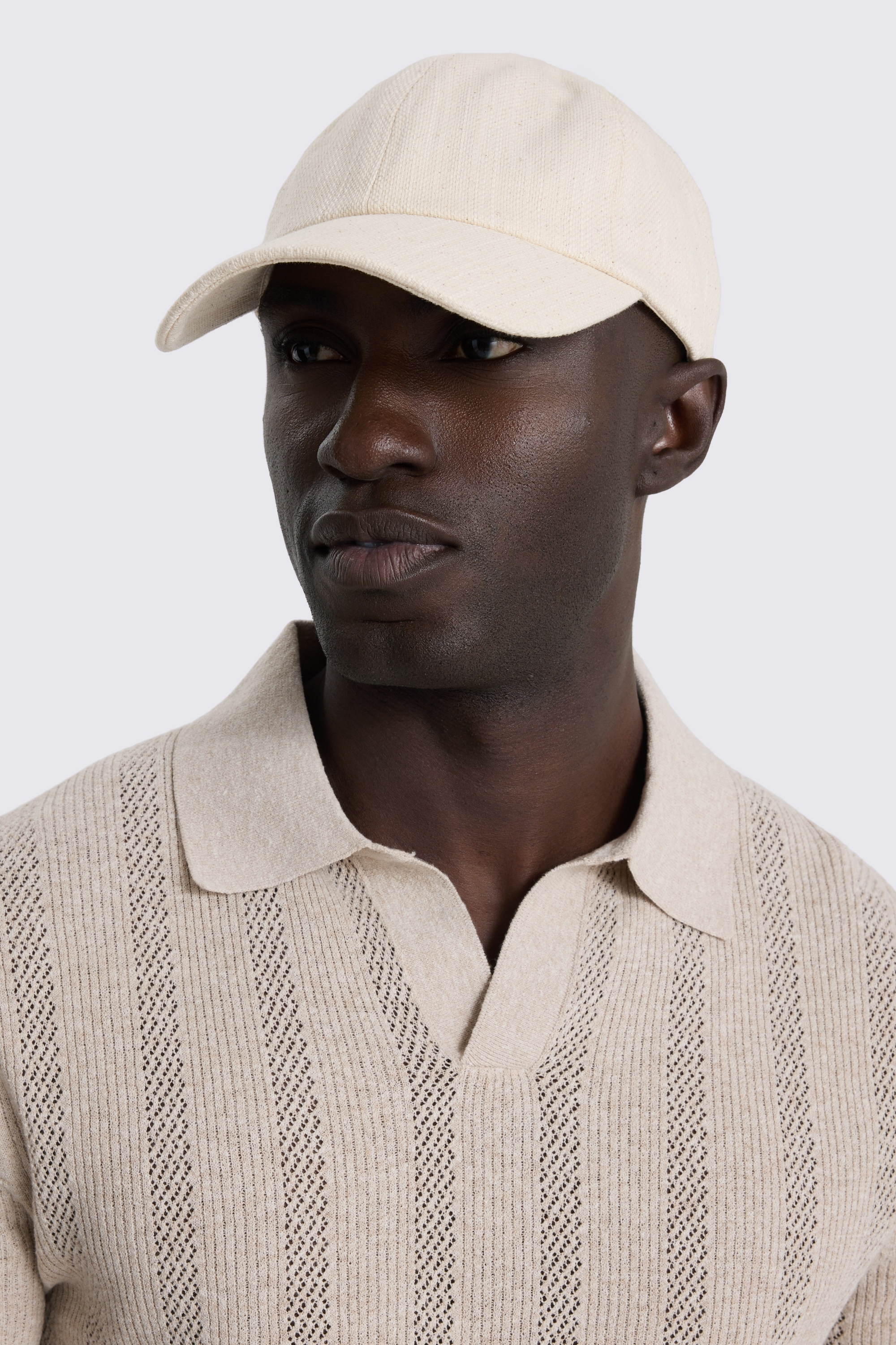 Off White Textured Cotton Cap