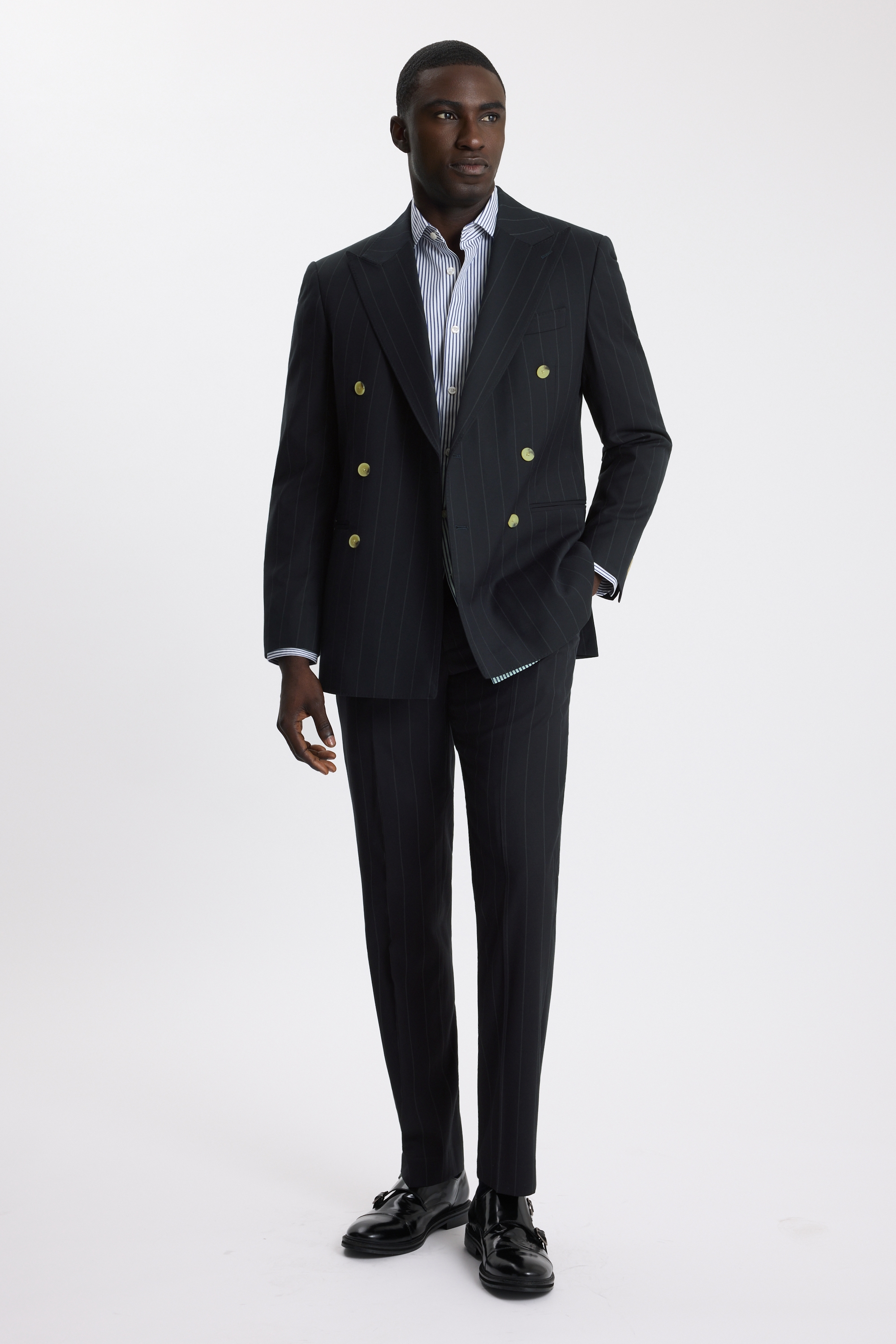 Tailored Fit Navy Stripe Suit