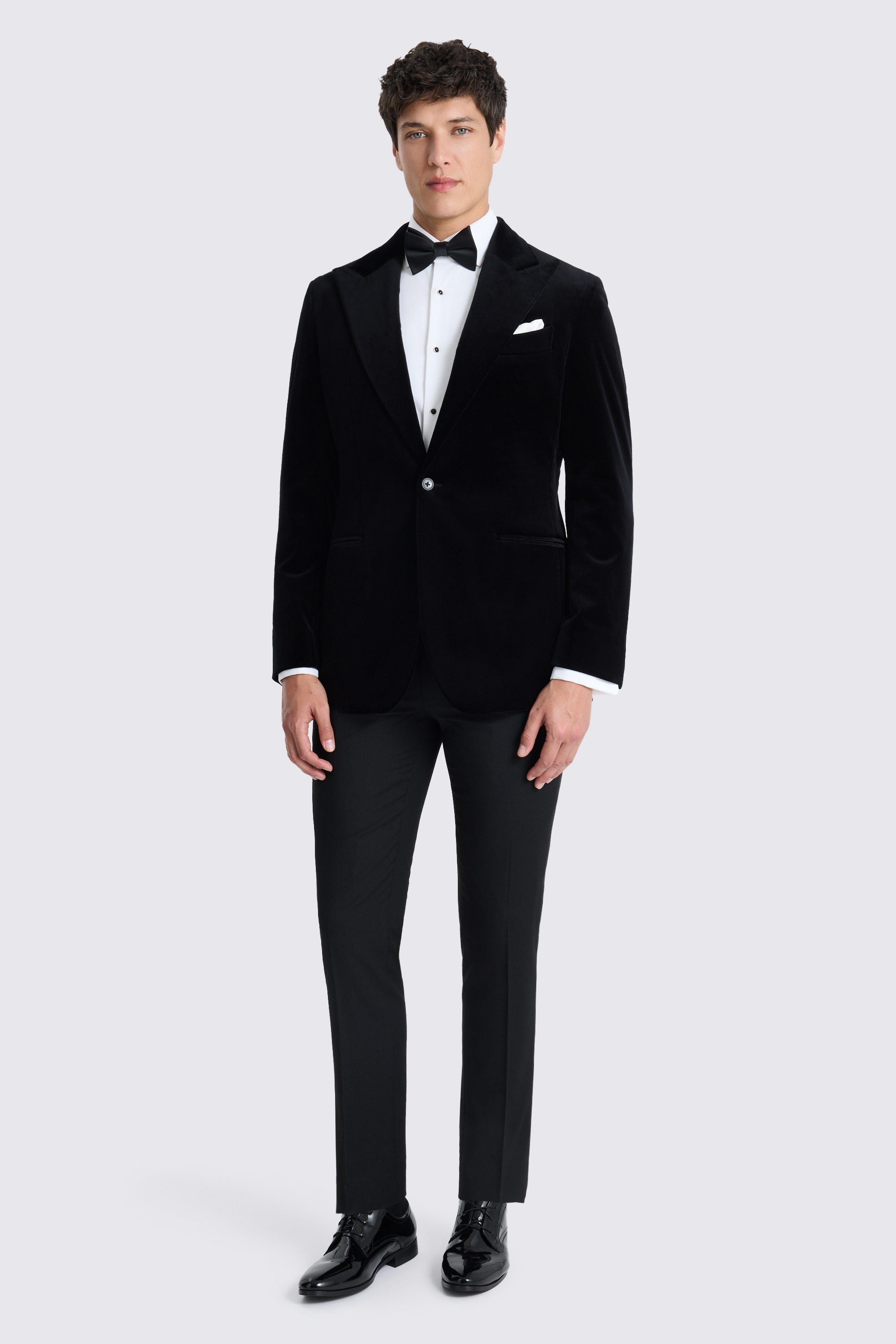 Tailored Fit Black Velvet Suit Jacket 