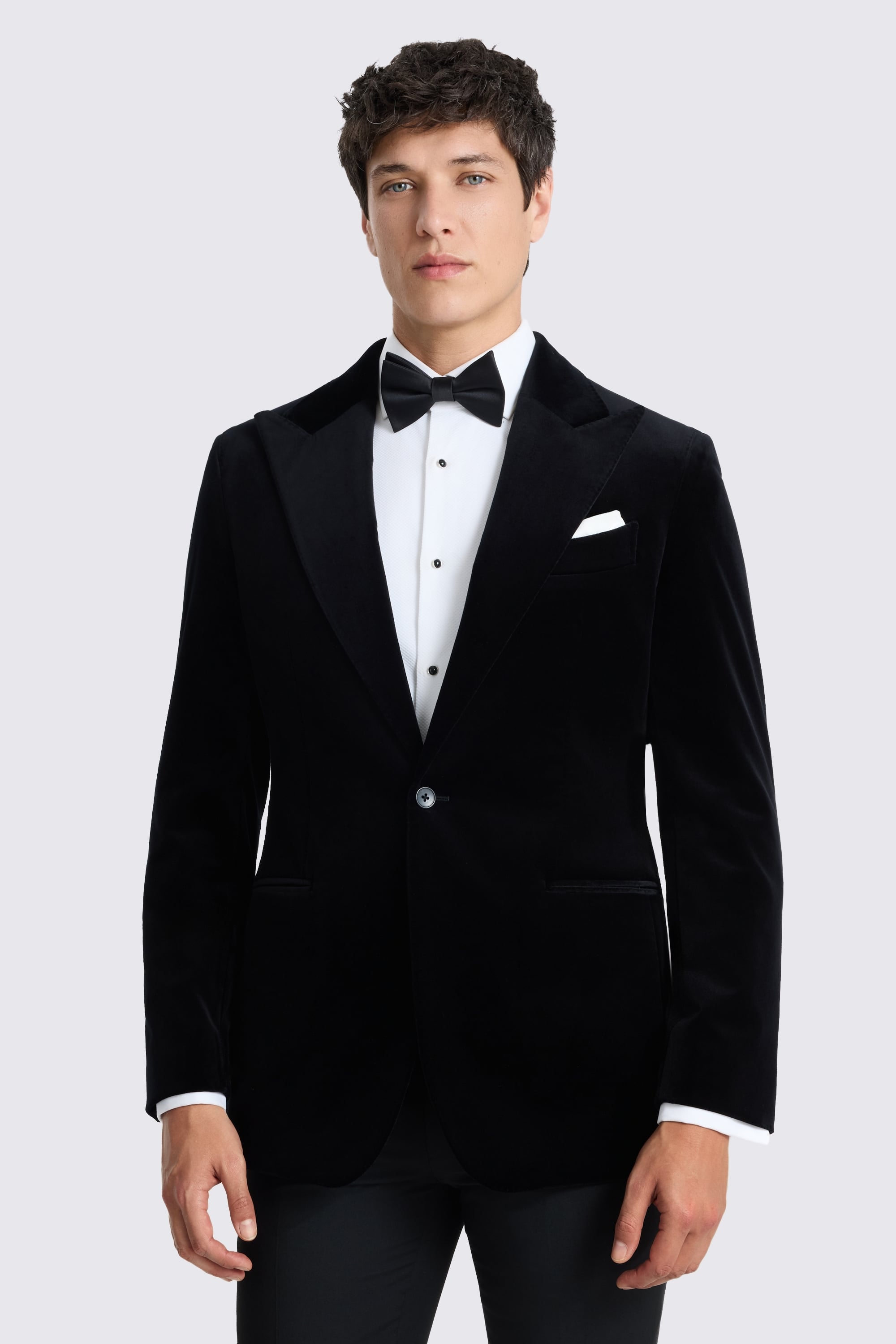 Tailored Fit Black Velvet Suit Jacket 