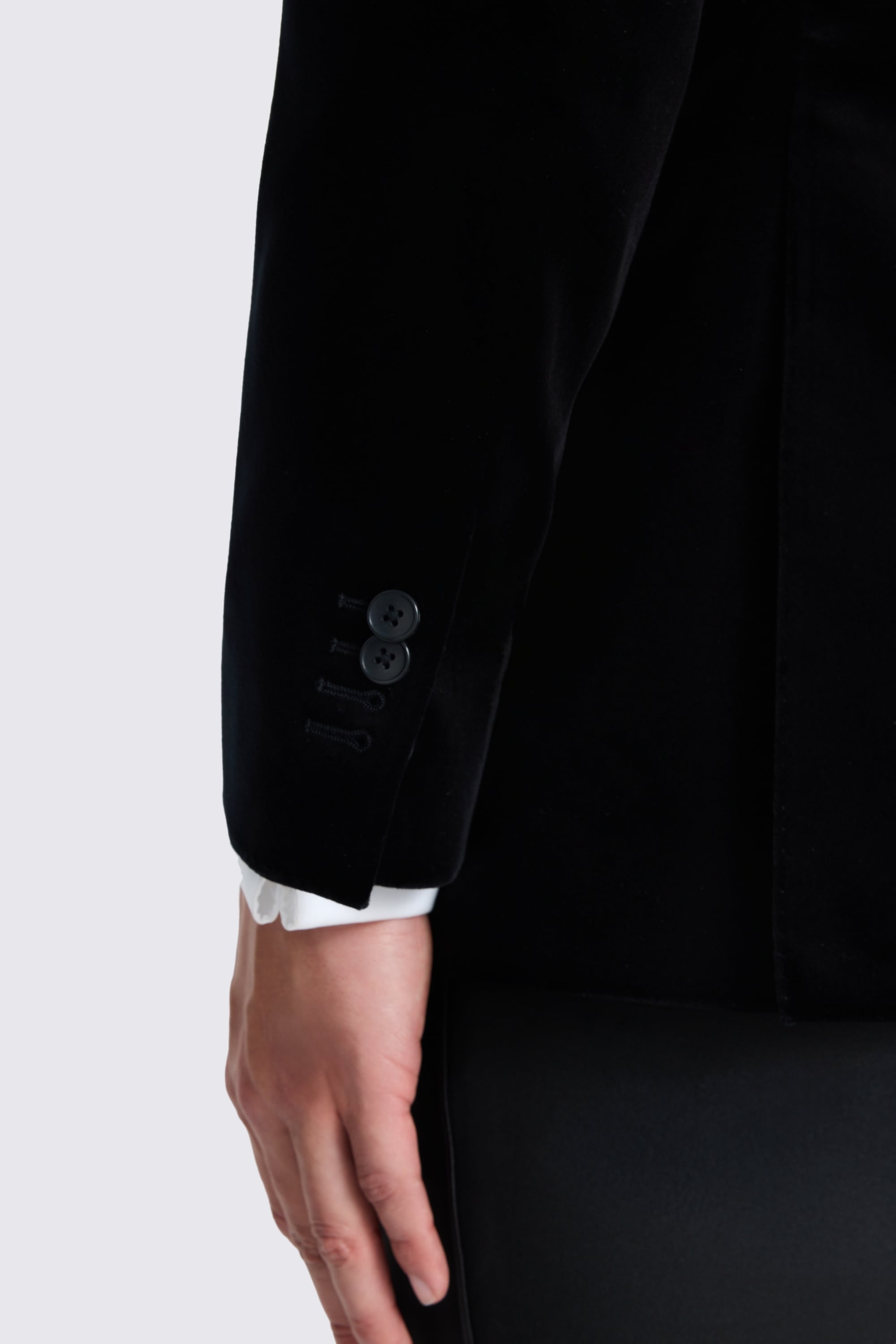 Tailored Fit Black Velvet Suit Jacket 