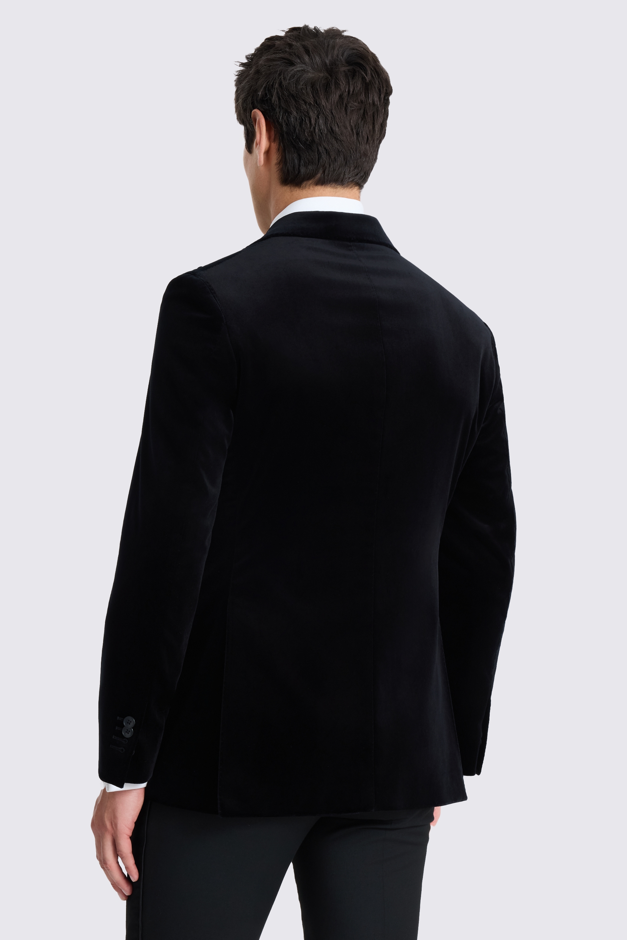 Tailored Fit Black Velvet Suit Jacket 