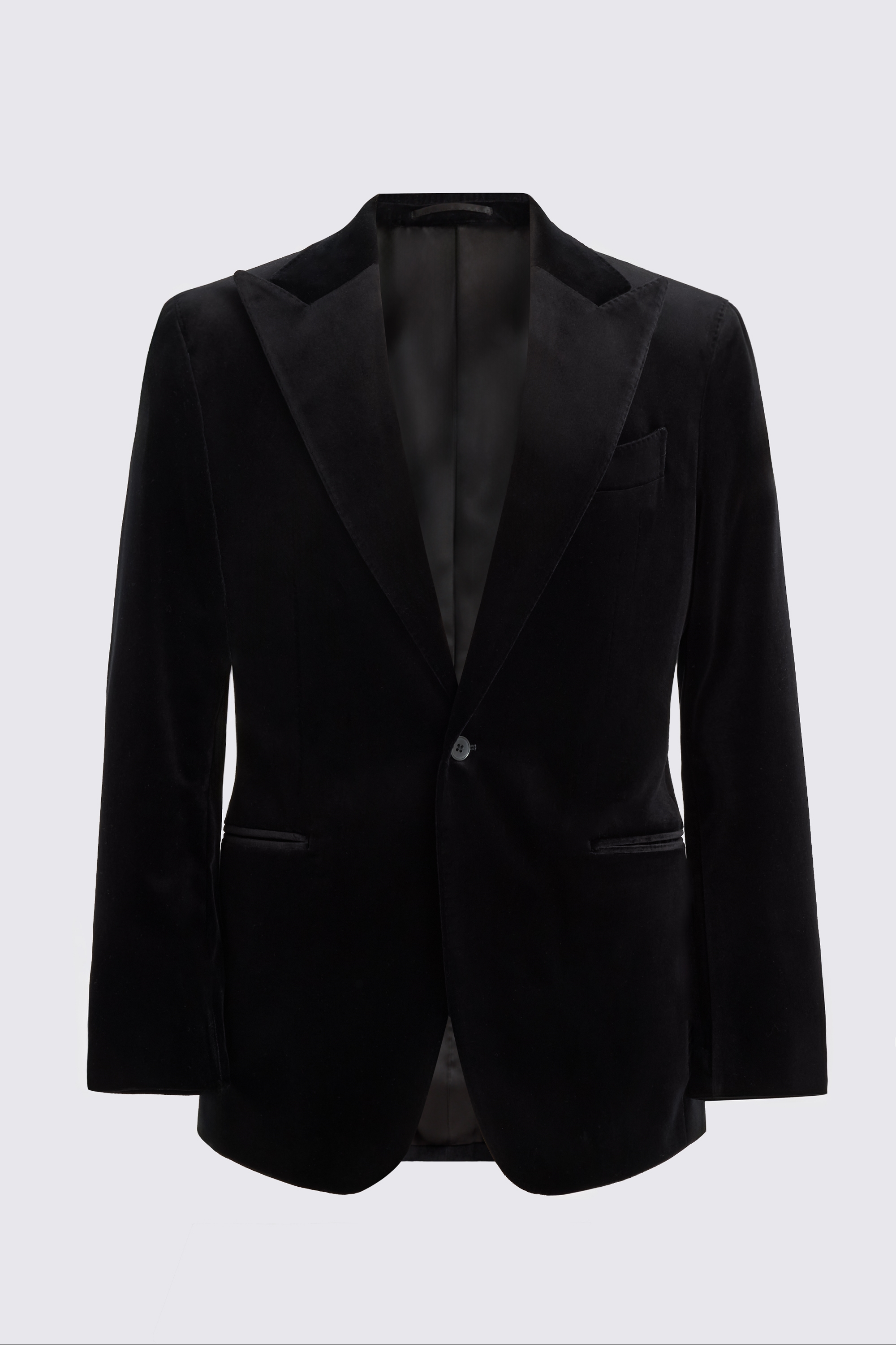 Tailored Fit Black Velvet Suit Jacket 