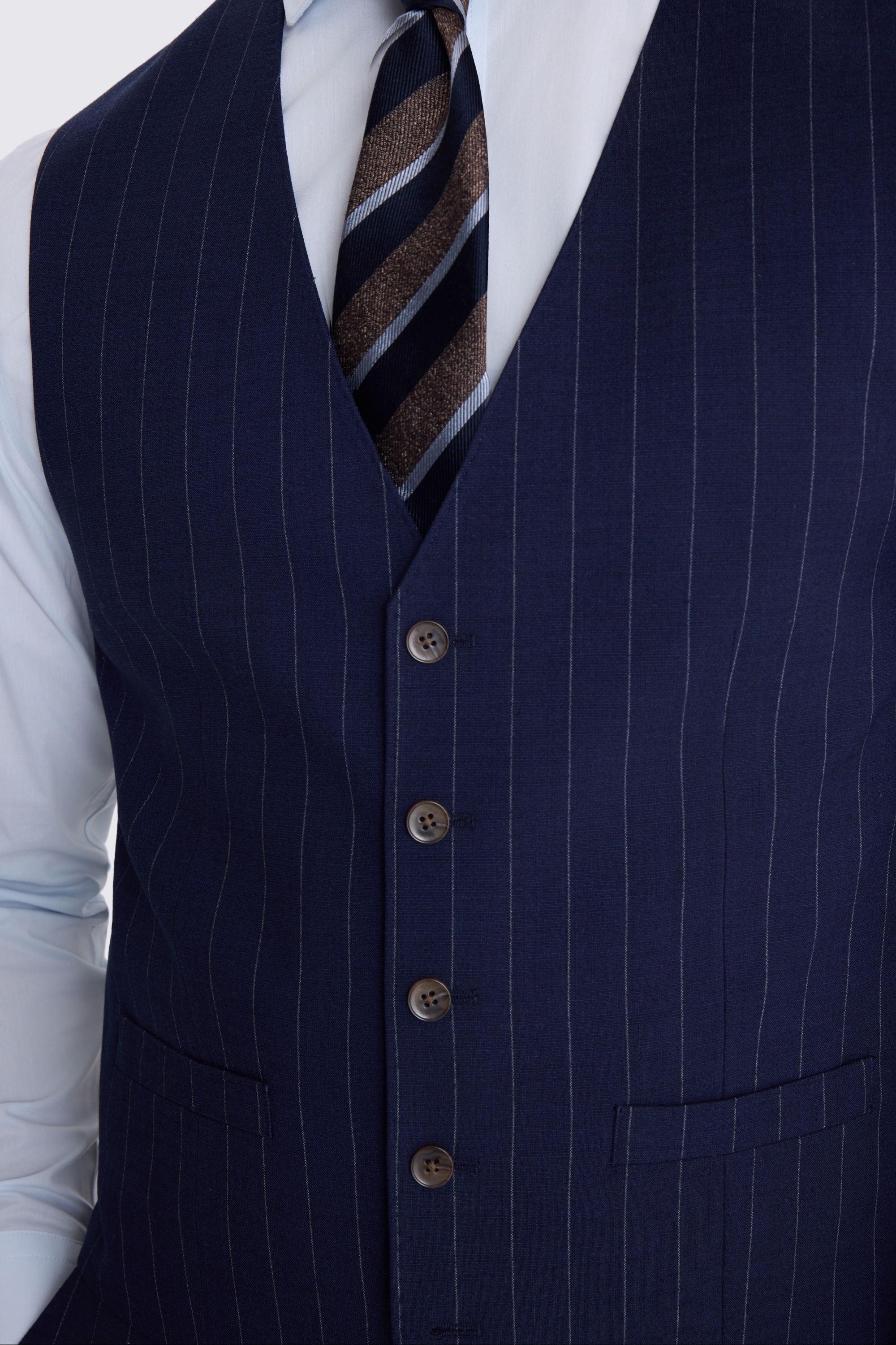 Slim Fit Navy Stripe Waistcoat