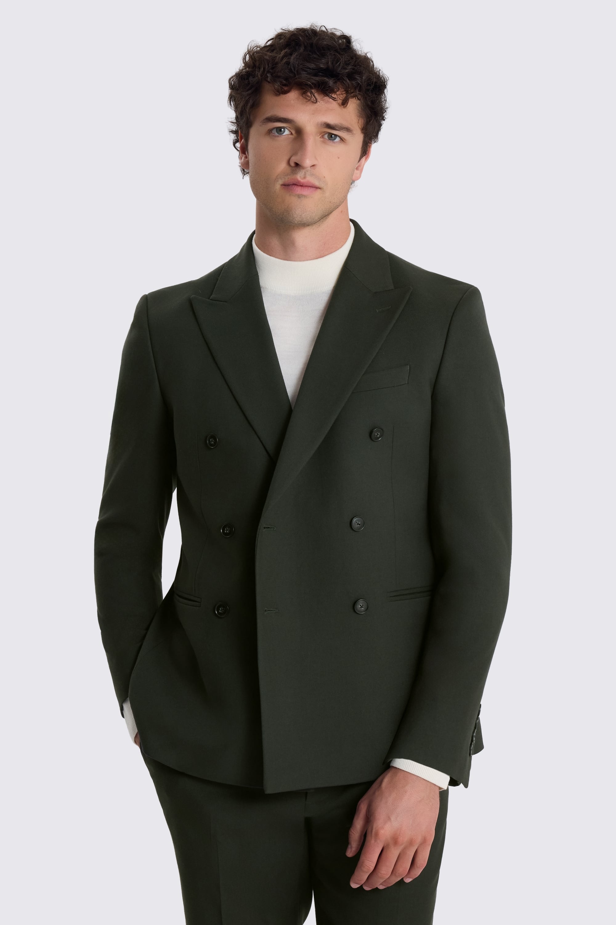 Slim Fit Khaki Flannel Suit Jacket 