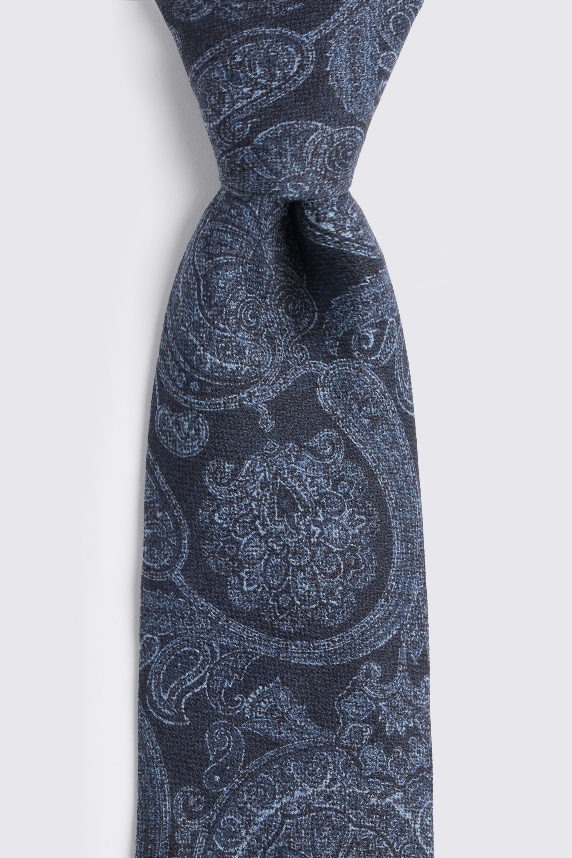 Italian Navy Silk Paisley Tie