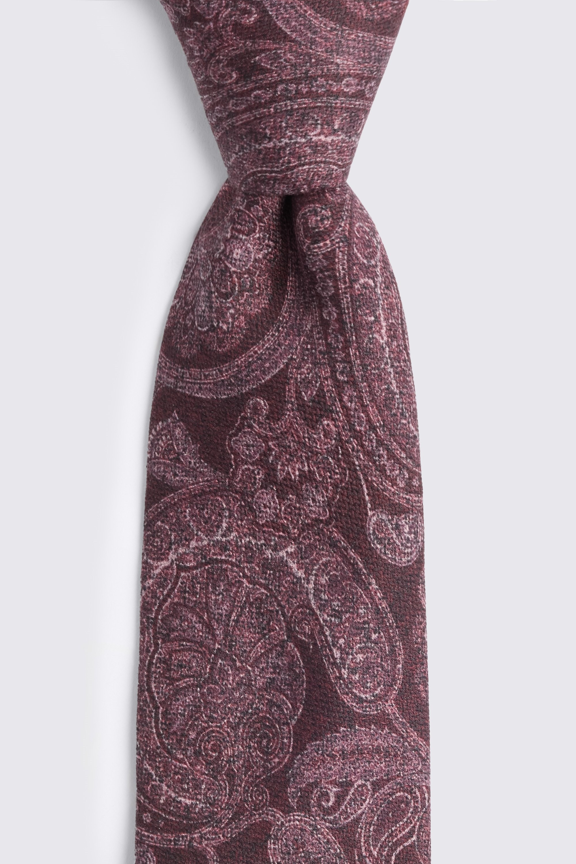 Italian Burgundy Silk Paisley Tie