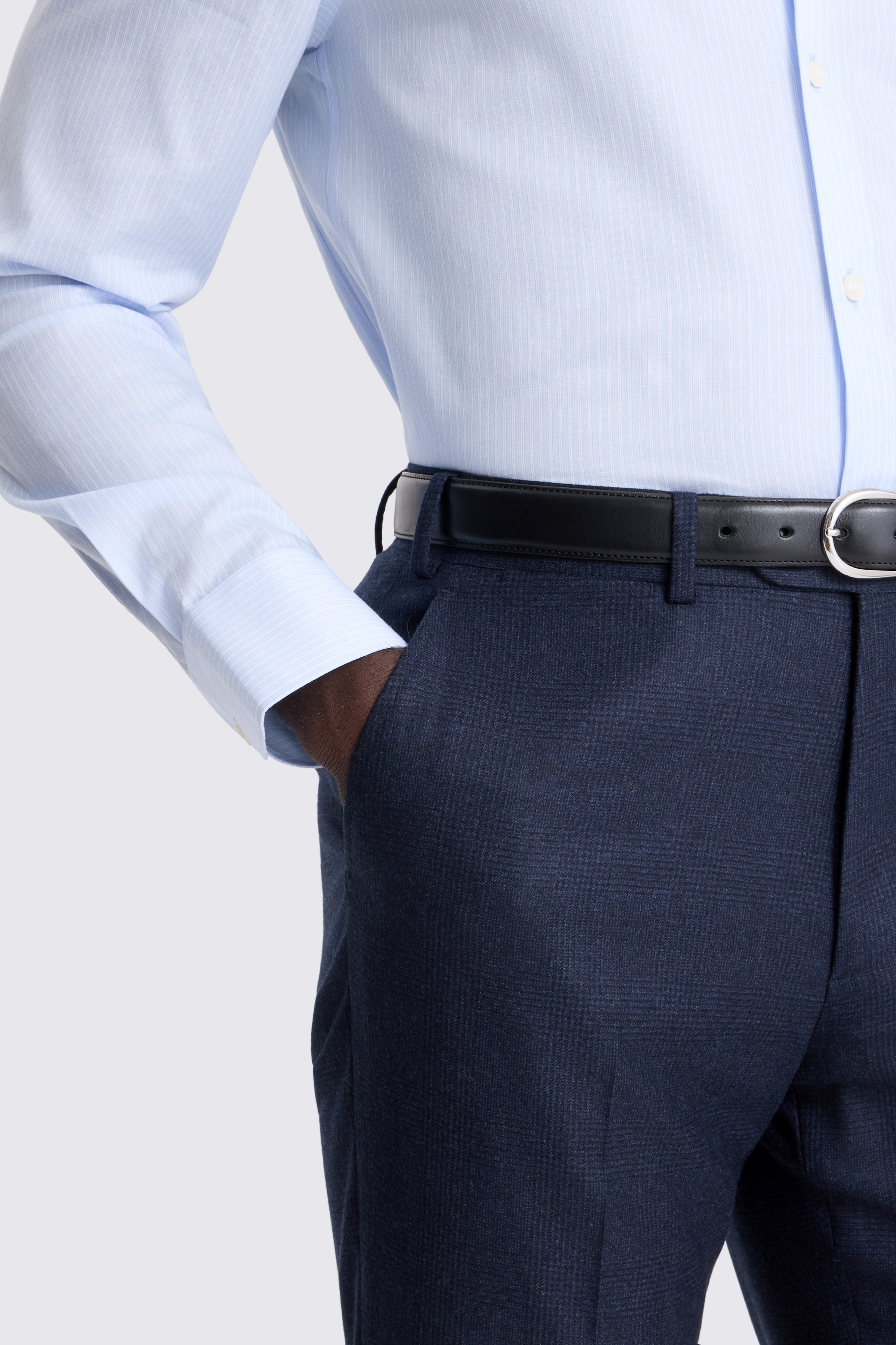 Tailored Fit Navy Check Trouser