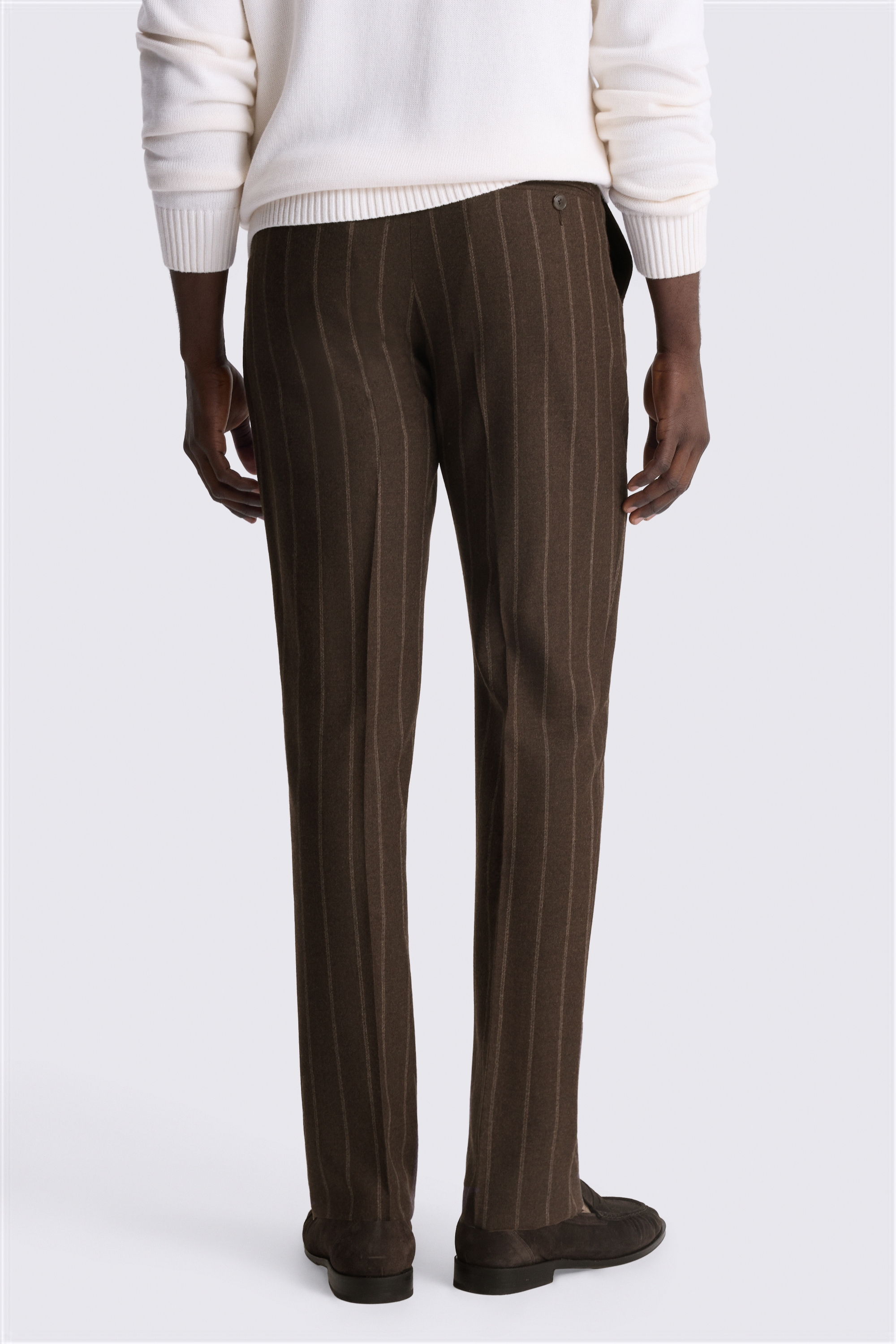 Tailored Fit Brown Stripe Trousers